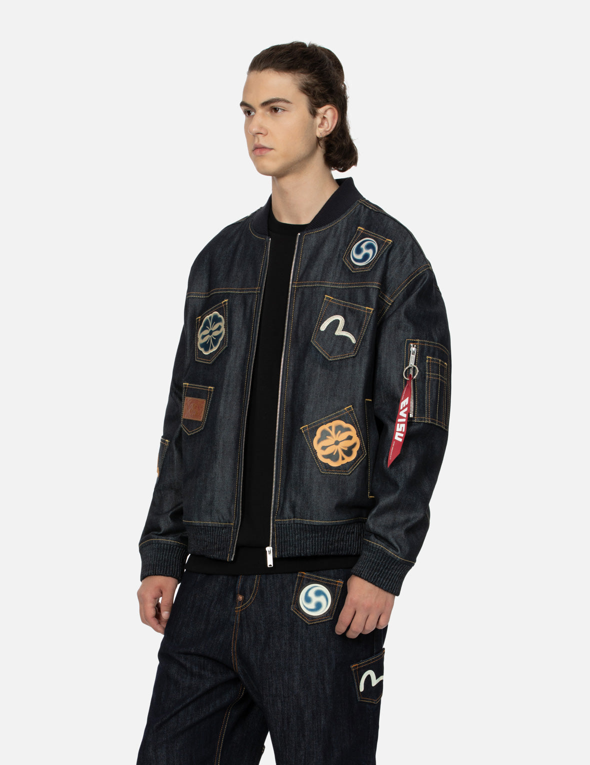 Stylish Multi-Logo & Multi-Pocket Relaxed Fit Denim Jacket for Men & Women | Casual Wear, Street Style, Layering Outfits