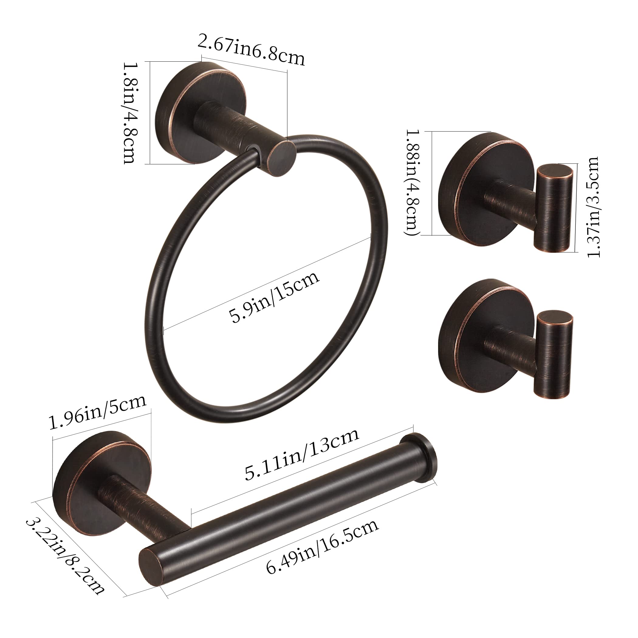 Bronze Toilet Paper Holder Set - Rustproof Stainless Steel Bathroom Accessories for Farmhouse Style