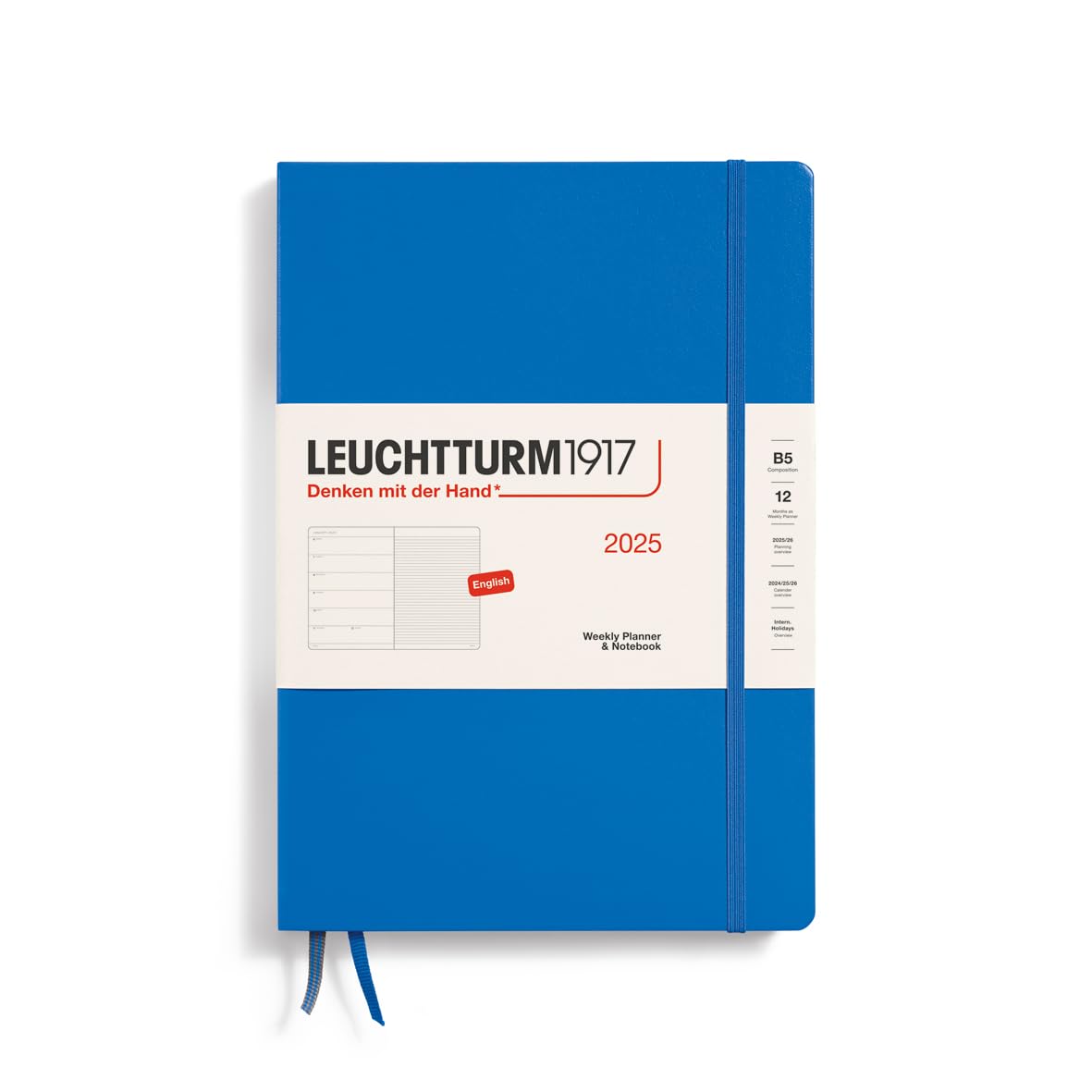 LEUCHTTURM1917 2025 Weekly Planner & Notebook - Hardcover B5 Size, Sky Blue Design (January 1 - December 31, 2025) | Perfect for Work, School & Personal Organization