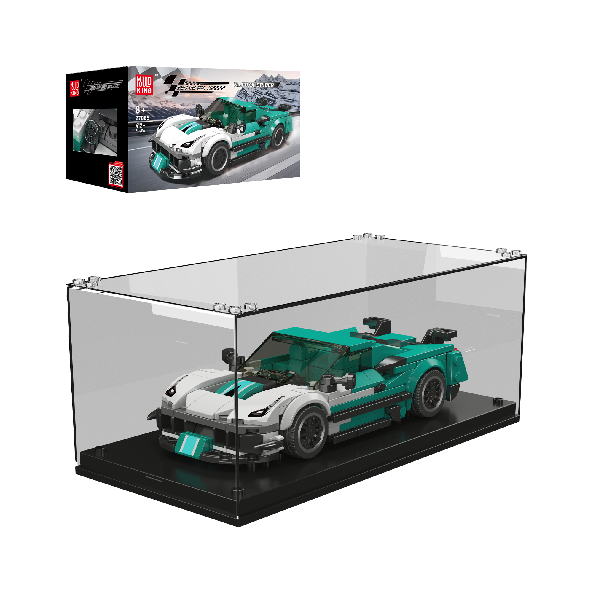 Mould King 27085 F8XX Supercar Model Building Kit - 412 Piece Race Car Construction Set for Adults & Teens | STEM Educational Toy, Creative Gift for Car Enthusiasts | Perfect for Home Display, Office Decor & Collectors