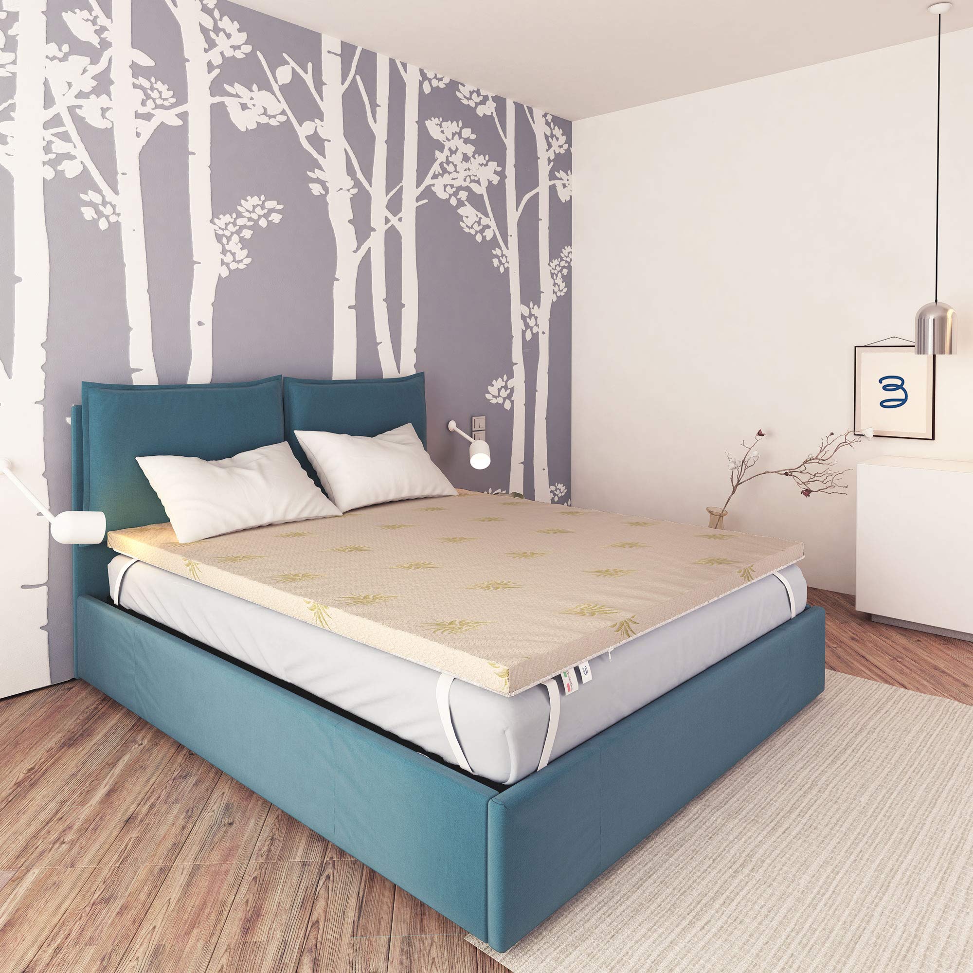 Baldiflex Memory Foam Mattress Topper - 8 Inch Cooling Fresh Wave, Removable Cover, Breathable & Ergonomic, Anti-Allergy & Dust Mite Proof for Back Pain Relief - Perfect for Hot Sleepers & Pressure Point Support