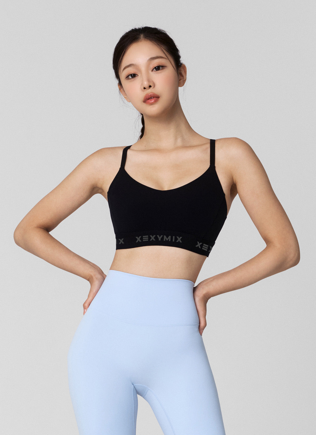 Black Label Signature Power Rise Logo Band Bra Top - High Support Sports Bra for Running, Yoga & Gym Workouts