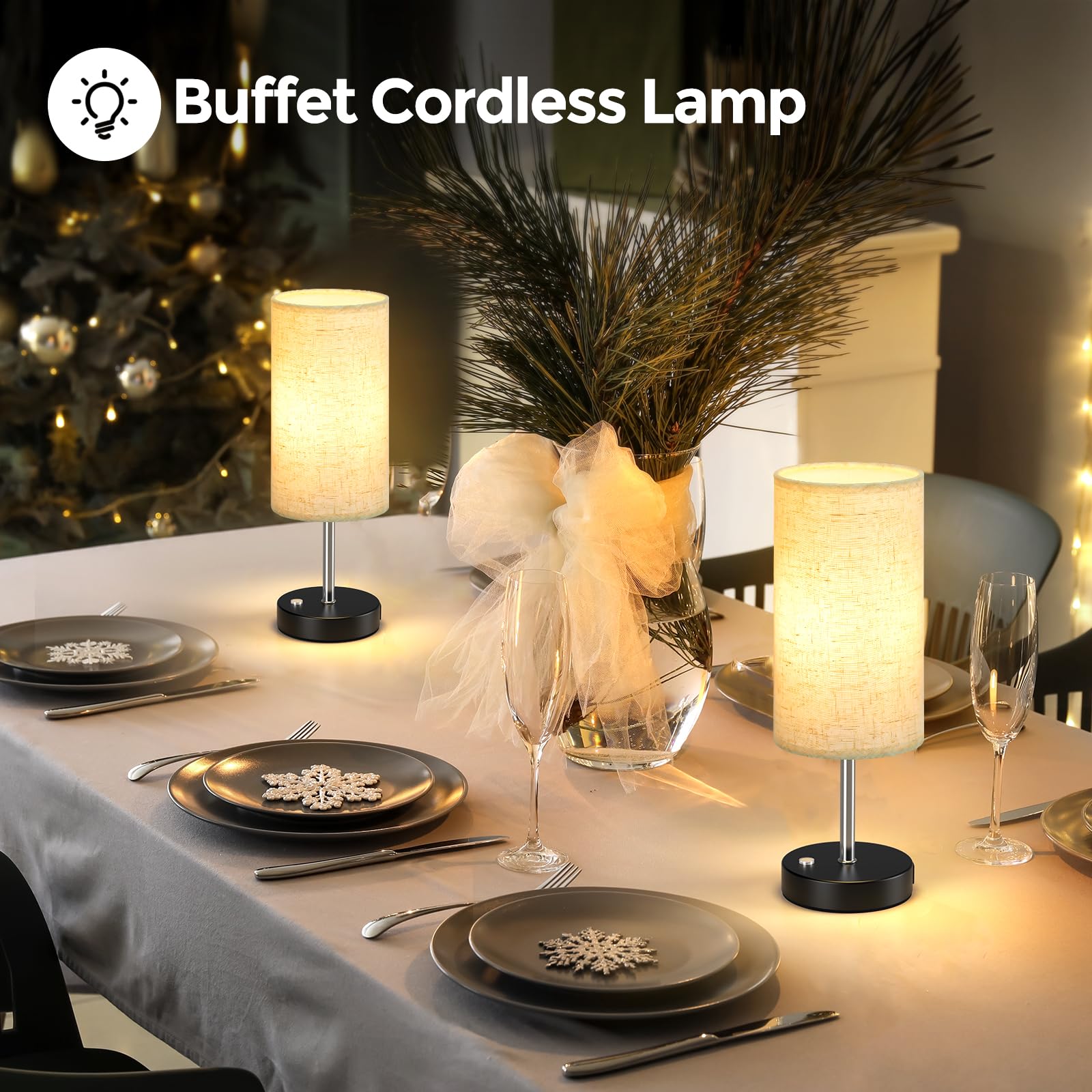 Rechargeable Cordless Table Lamp - 14.3 Inch Wireless Touch Control Dimmable LED Lamp for Living Room, Bedroom, Restaurant & Outdoor Use - Perfect for Nightstand, Buffet, Patio & Emergency Lighting (1 Pack)