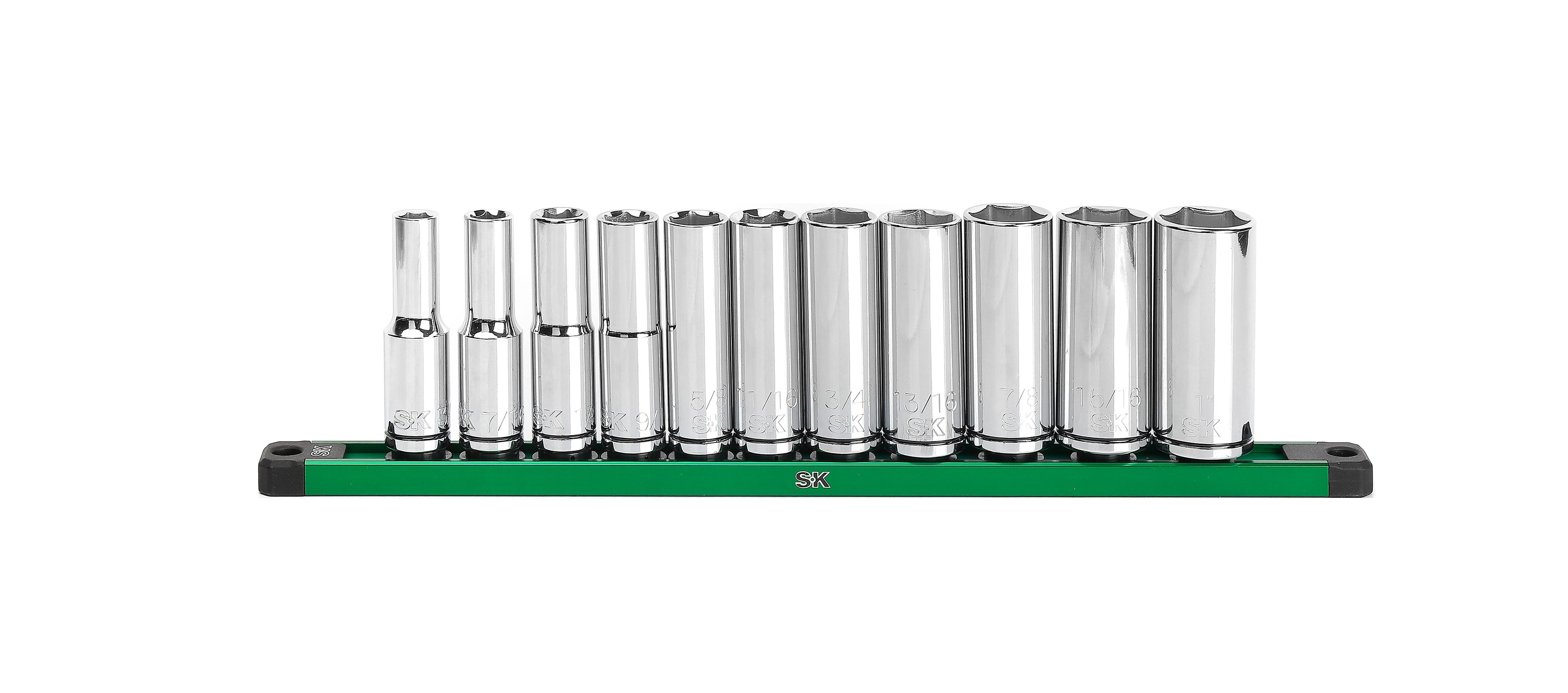 1/2 Inch Drive 11-Piece SAE 6-Point Deep Chrome Socket Set - Perfect for Automotive Repairs, DIY Projects, and Professional Mechanics