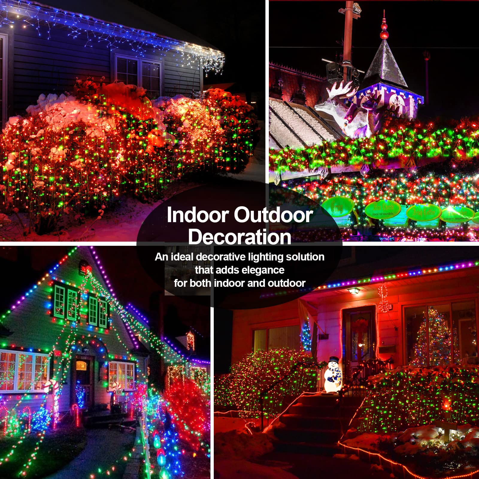 200 FT 500 LED Christmas Lights Outdoor Waterproof Fairy String Lights - Super Long Clear Wire with 8 Modes & Timer - Perfect for House, Tree, Patio, Yard, Wedding, Party (Red & Green) | Holiday Decorations & Seasonal Lighting