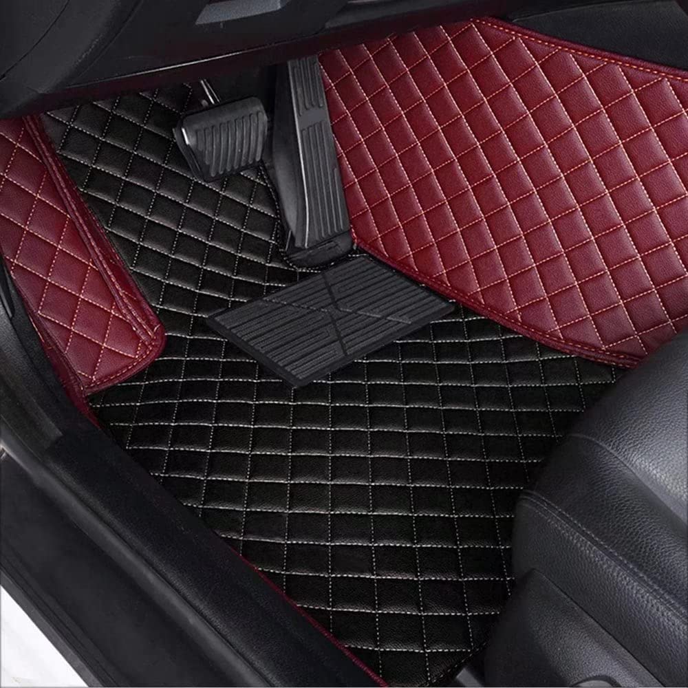 Premium Custom Heavy Duty Leather Car Mats - Non-Slip Waterproof Floor Liners for BMW, Ford, Nissan, Jeep, Chevrolet & Toyota | Perfect for Off-Roading, Daily Commute & Family Road Trips (Black & Yellow)