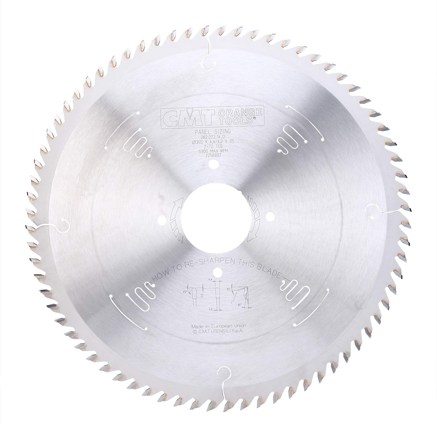 CMT 282.072.14W 350mm (13-25/32-Inch) 72-Tooth TCG Industrial Panel Saw Blade with 80mm Bore - Perfect for Woodworking, Cabinet Making & Precision Cutting