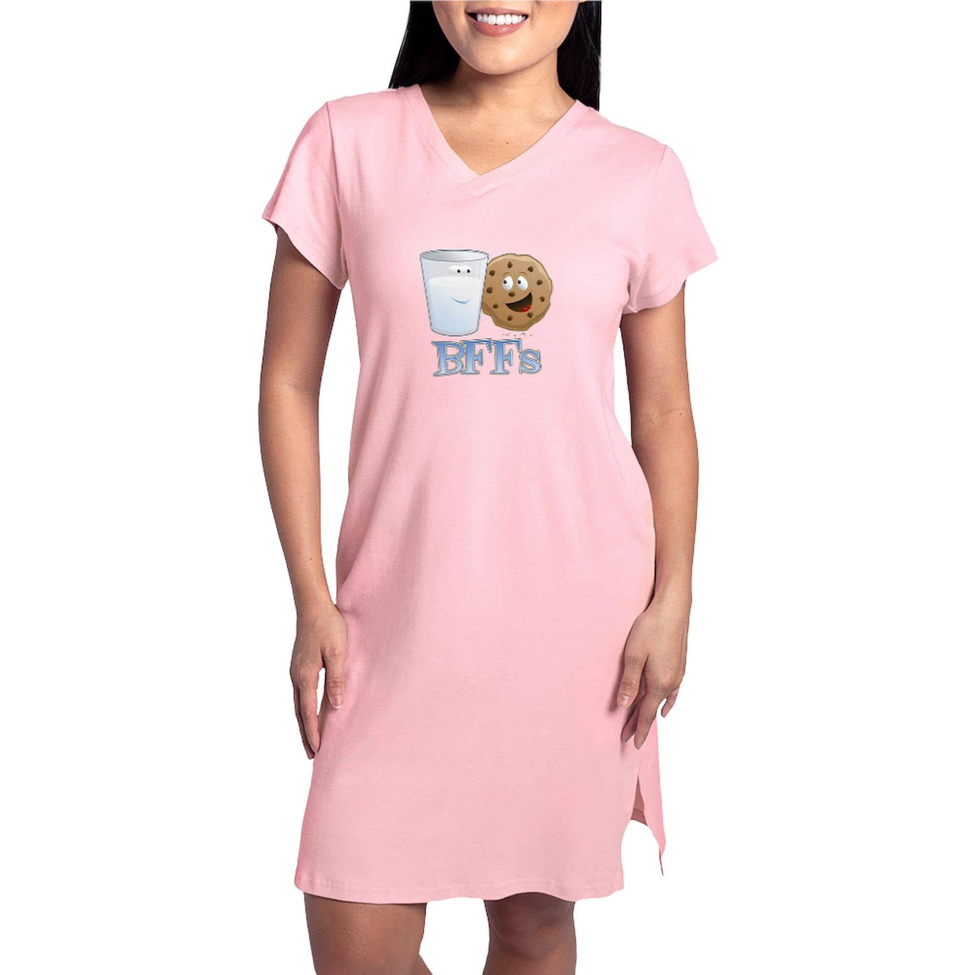 Best Friends BFF Milk & Cookie Matching Women's Nightshirt - Soft Long Sleeve Cotton Pajama Top for Women - Cozy Sleepwear for Sleepovers, Girls Night In & Matching Pajama Sets