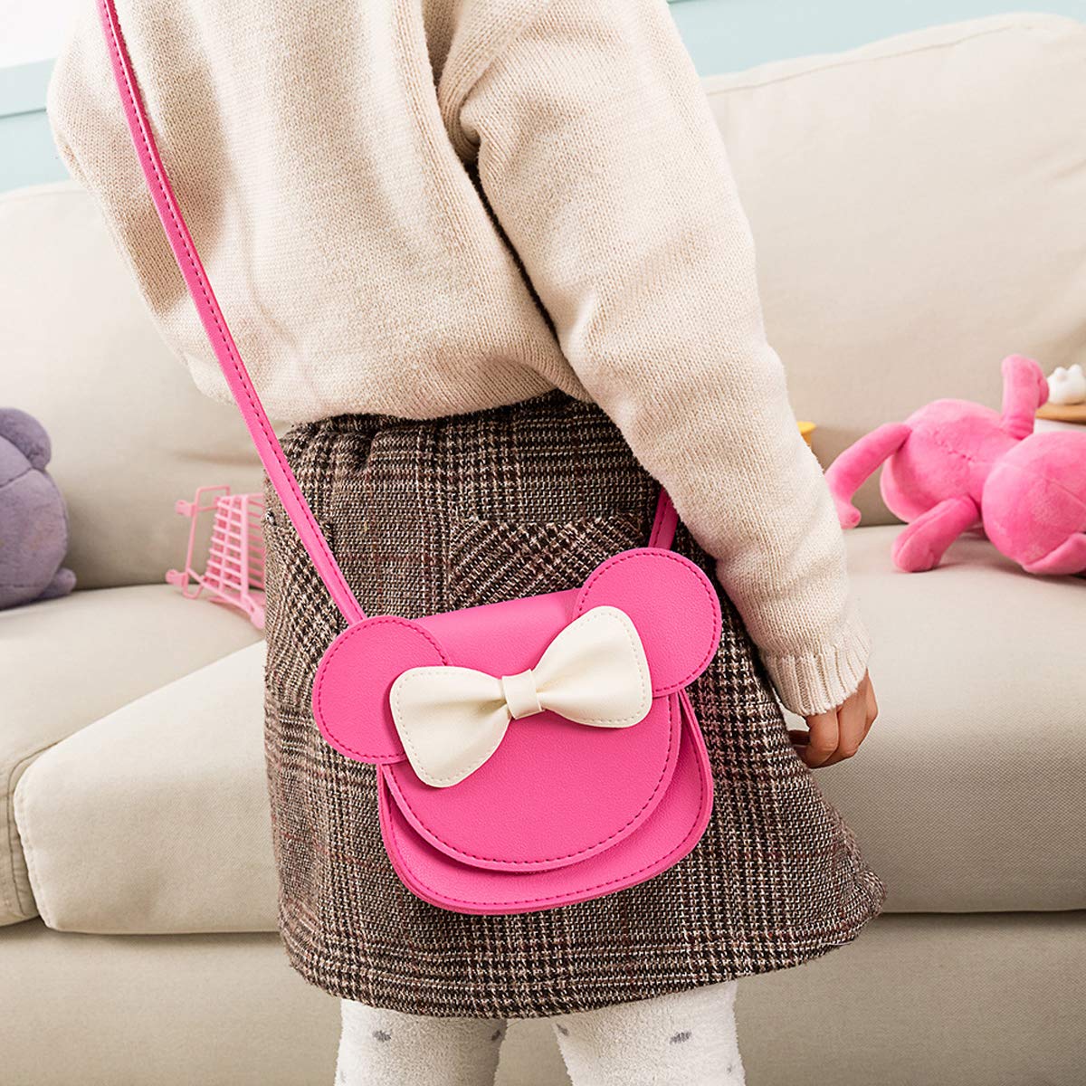 **Bolley Joss Crossbody Purse - Cute Bowknot Shoulder Bag for Little Girls with Cartoon Mouse Ears | Perfect for School, Parties & Everyday Use**