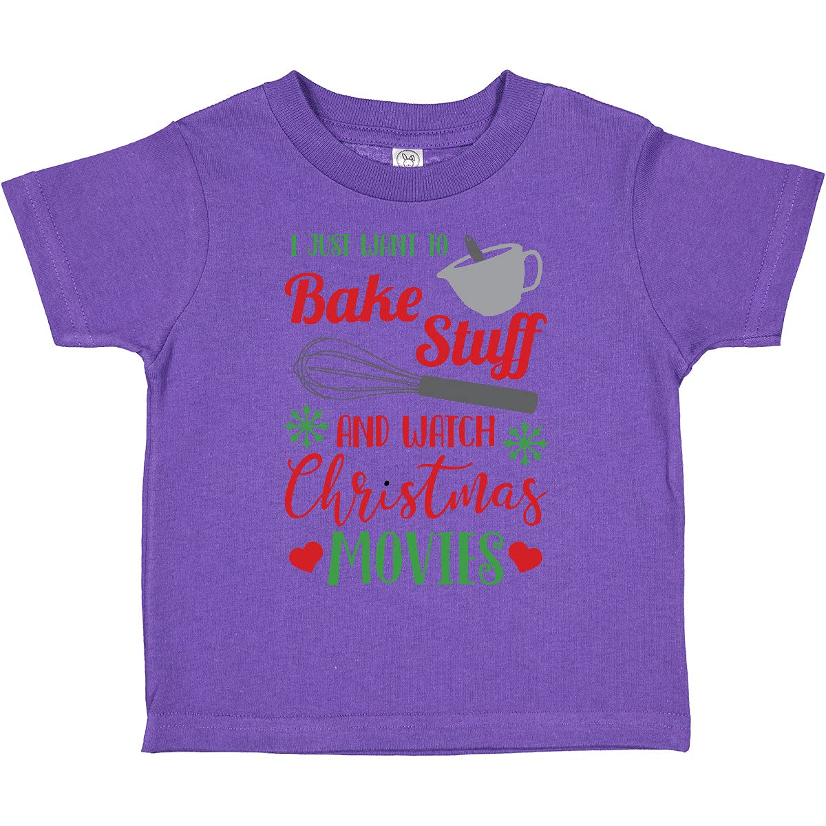 Inktastic 'I Just Want to Bake Stuff and Watch Christmas Movies' Toddler T-Shirt - Cute Holiday Outfit for Kids Baking & Family Movie Nights