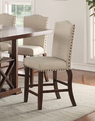 Poundex Fiorella Solid Wood High Dining Bench - Sturdy Wooden Kitchen Counter Stool for Bar, Breakfast Nook & Dining Room - Multi-Finish Options