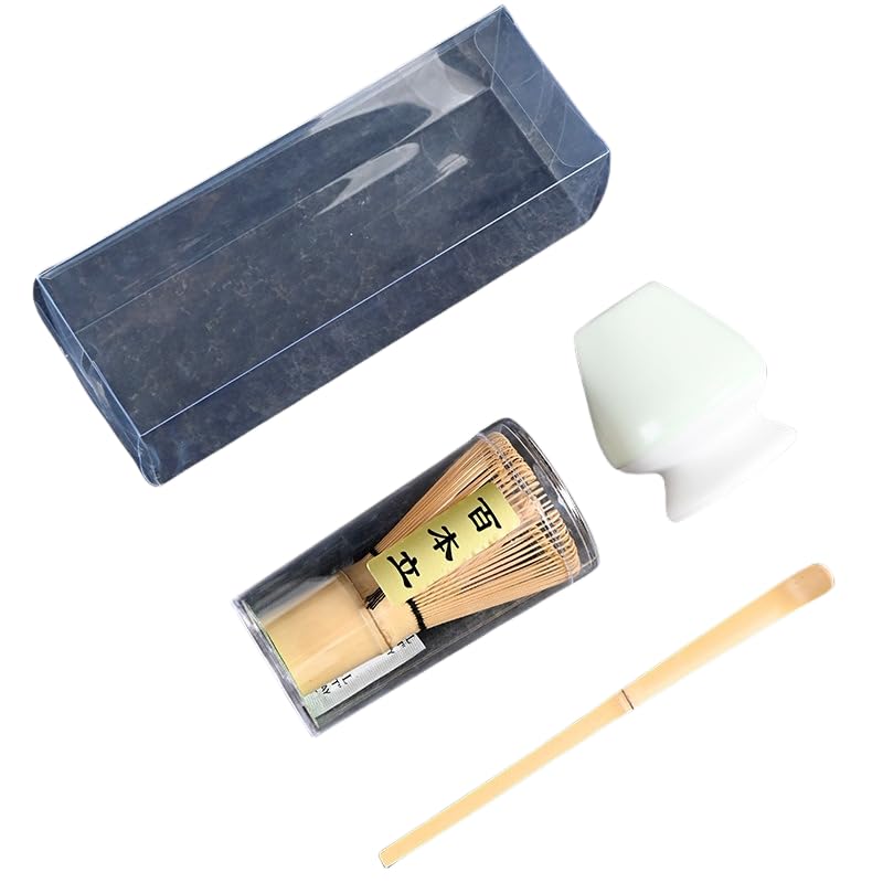 Premium Japanese Matcha Tea Set - Authentic Bamboo Whisk (Chasen), Matcha Scoop (Chashaku) & Ceramic Whisk Holder - Perfect for Traditional Tea Ceremony, Matcha Latte & Home Brewing - Gift for Tea Lovers & Zen Meditation Accessories