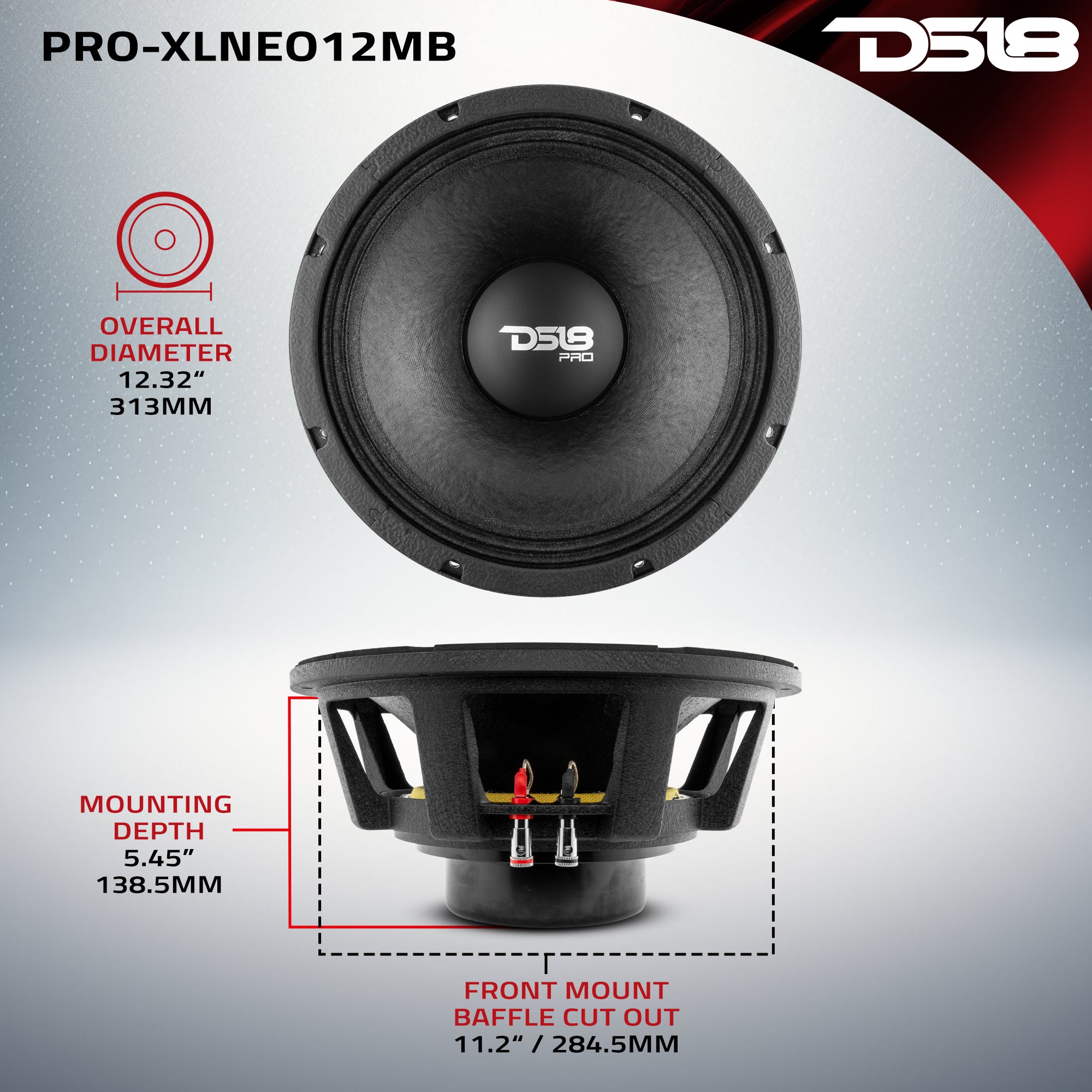 PRO 12 Neodymium Mid Bass Loudspeaker - 1000 Watts RMS, 8 Ohm - Perfect for DJ Equipment, Live Sound Systems & Home Theater Audio