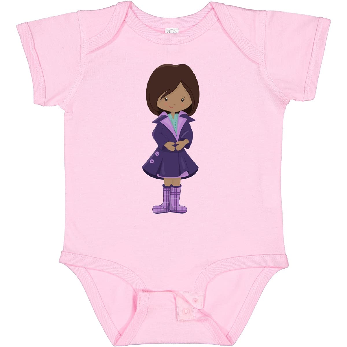 Inktastic African American Girl Fashion Trench Coat Baby Bodysuit - Cute Outfit for Infants, Toddler Girls' Casual Wear, Photo Shoots & Special Occasions