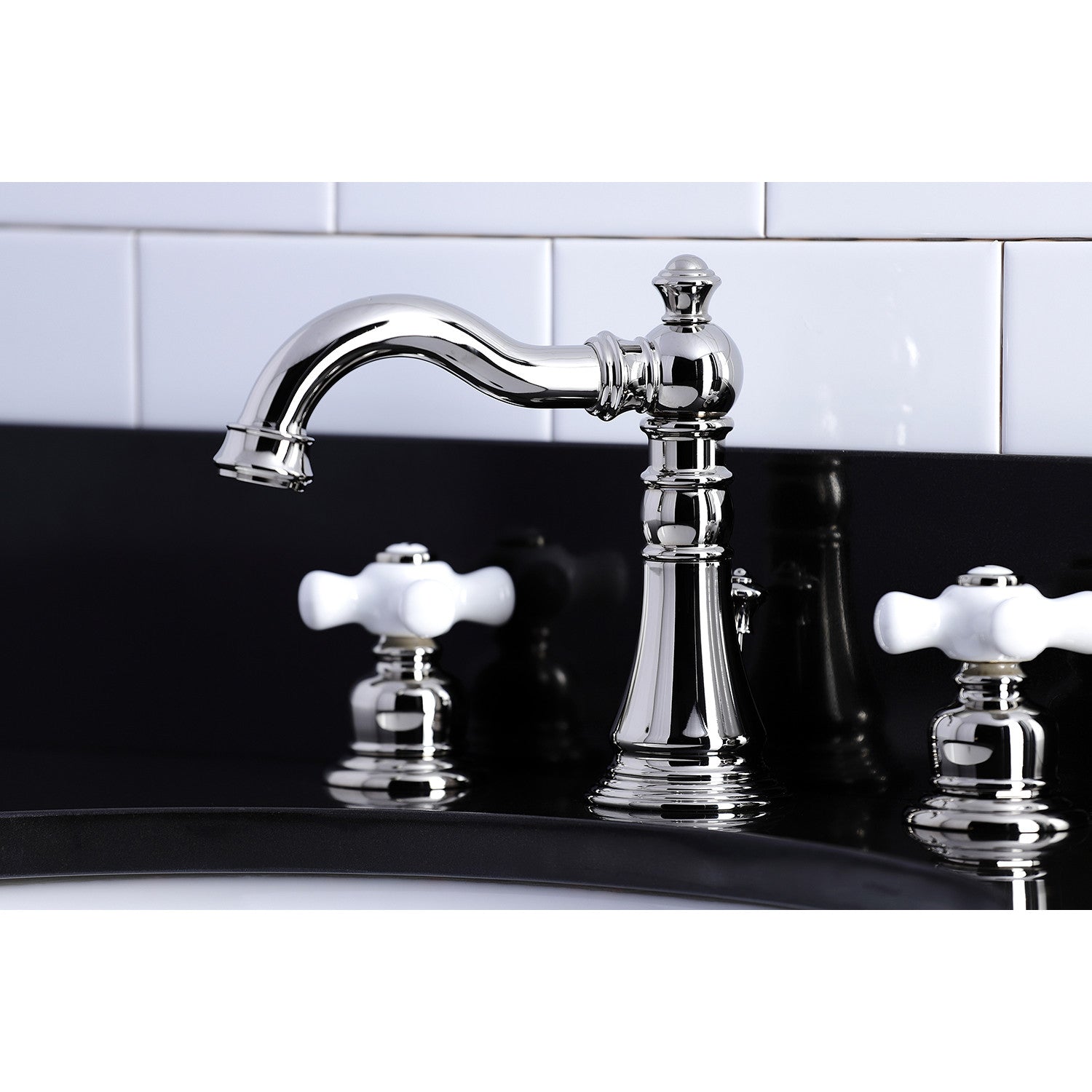 American Classic FSC1979PX 3-Hole Widespread Bathroom Faucet with Brass Pop-Up Drain - Two Handle Deck Mount in Polished Nickel - Perfect for Modern Bathroom Vanities and Sink Upgrades