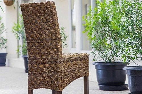Handwoven Manila Abaca Rattan Wicker Dining Chair - Natural Boho Style Indoor/Outdoor Furniture for Patio, Dining Room & Beach House Decor