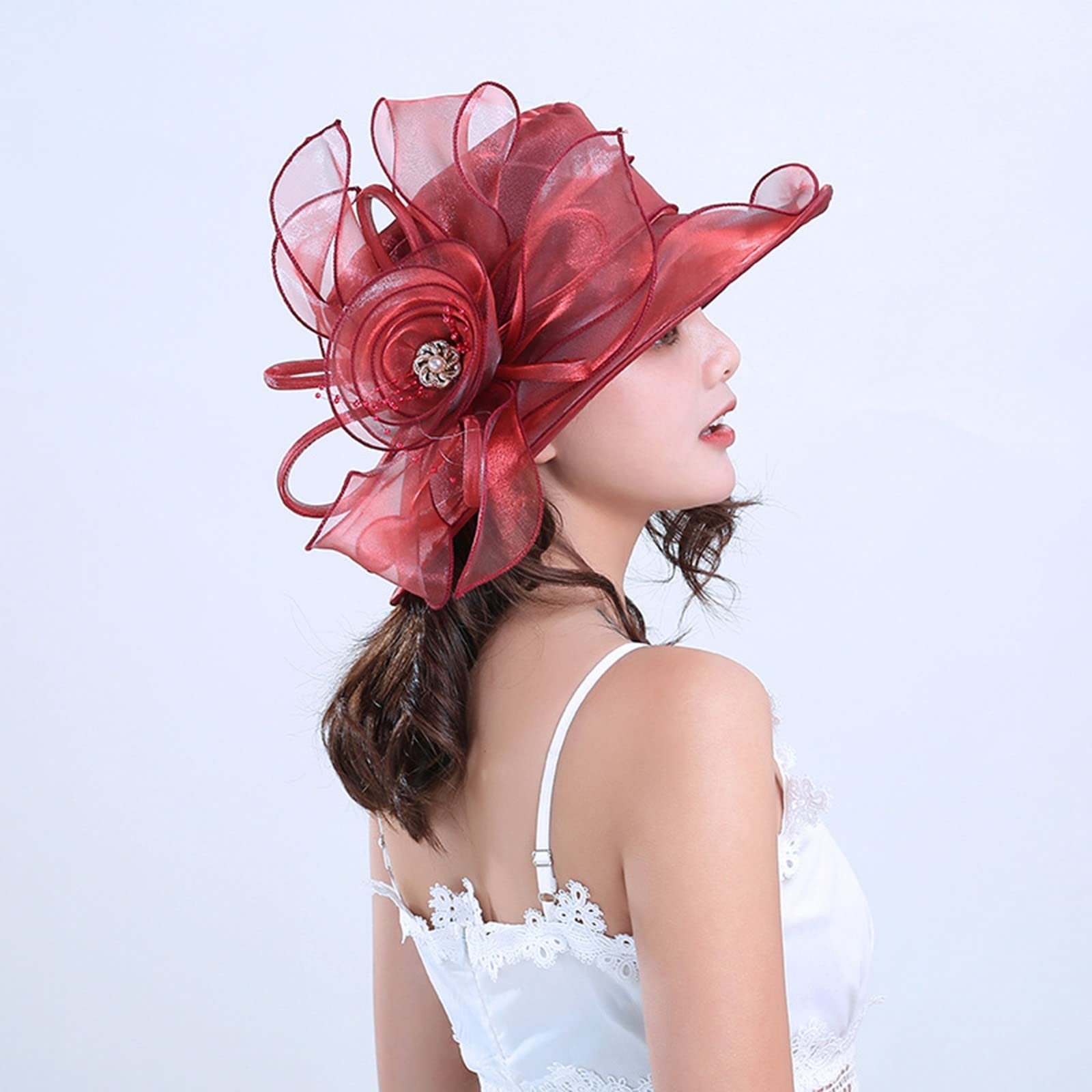 Elegant Women's Church Hats 2025 - Derby, Wedding & Tea Party Floral Sun Hats for Kentucky Dress Occasions | Perfect for Sunday Service, Garden Parties & Special Events