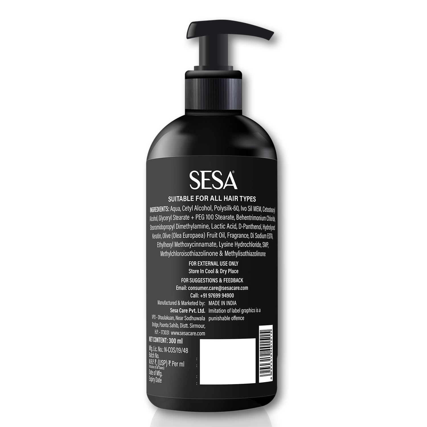 SESA Deep Conditioning Hair Treatment for Dry, Frizzy Hair - Nourishing & Hydrating Formula for Soft, Shiny Hair (300ml) | Perfect for Damaged Hair Repair & Daily Moisturizing Care