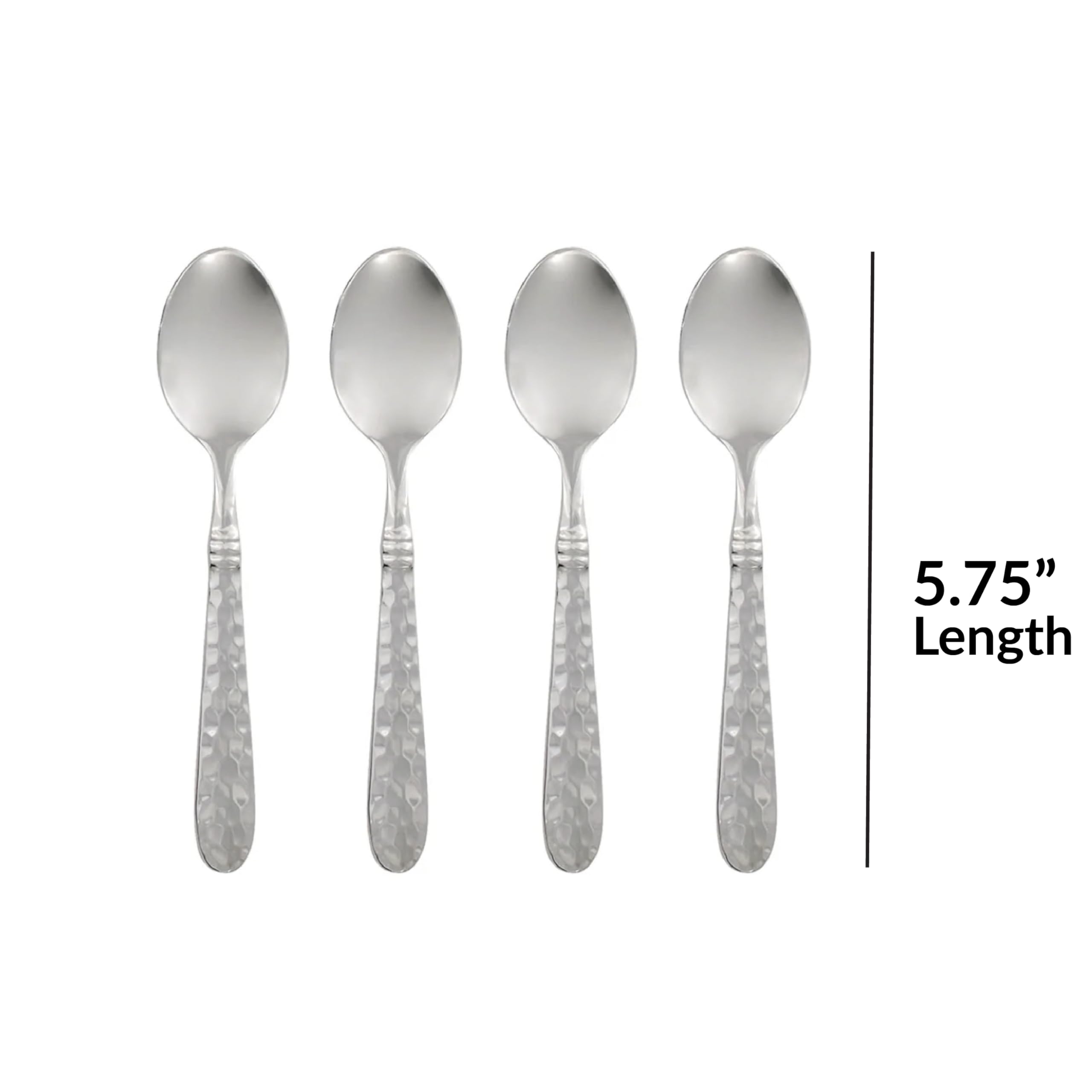 Vietri Martellato Demitasse Spoons - Elegant 18/10 Stainless Steel Espresso & Coffee Spoon Set (5 Inch, Silver) - Perfect for Afternoon Tea, Coffee Tasting & Dessert Serving