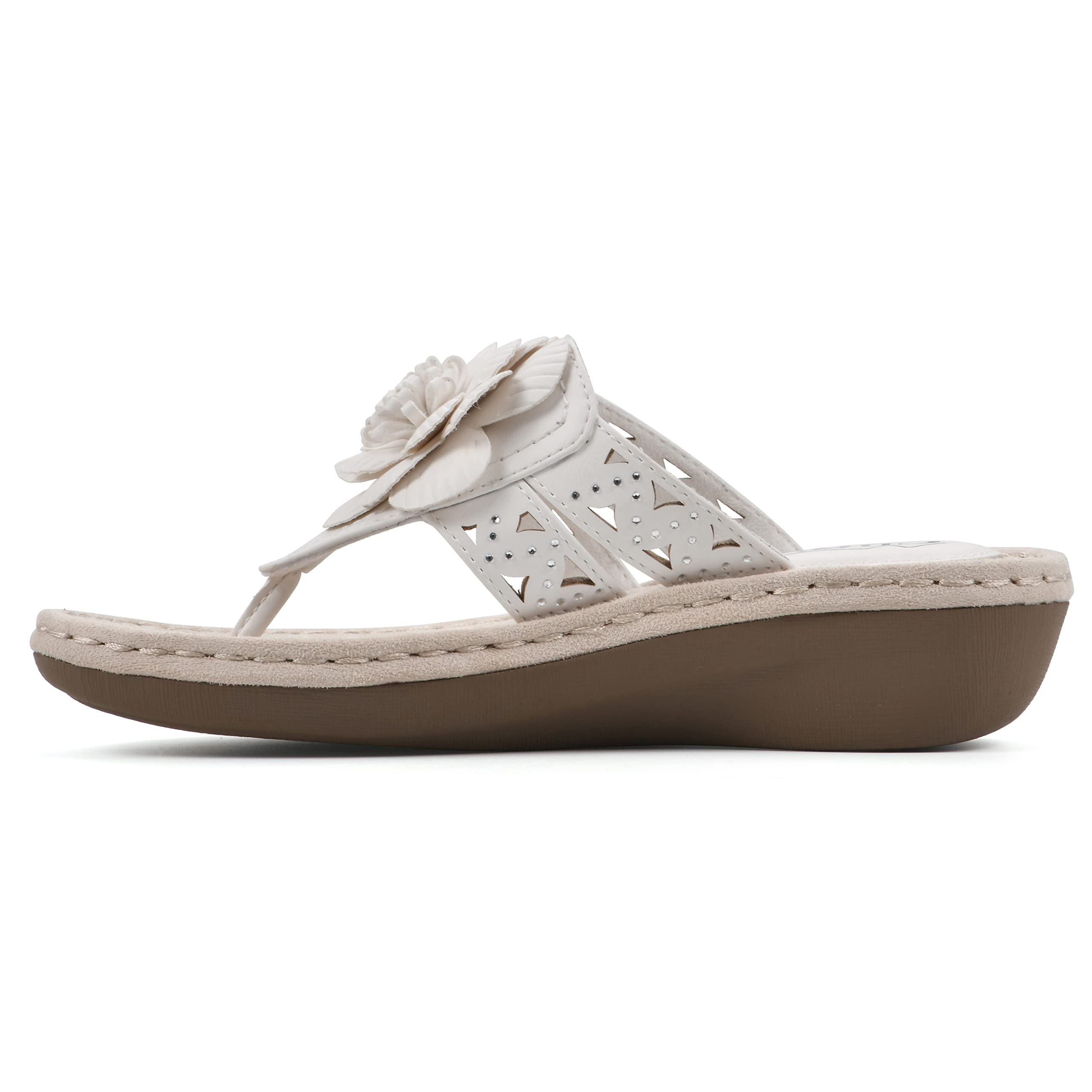 White Mountain Women's Cynthia Wedge Sandal - Comfortable Casual Summer Shoes