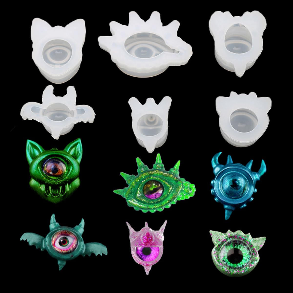 FineInno 6-Piece Epoxy Resin Molds Set - Devil's Eye Silicone Molds for Jewelry Making, DIY Earrings & Crafting - Perfect for Resin Art, Pendants & Handmade Accessories