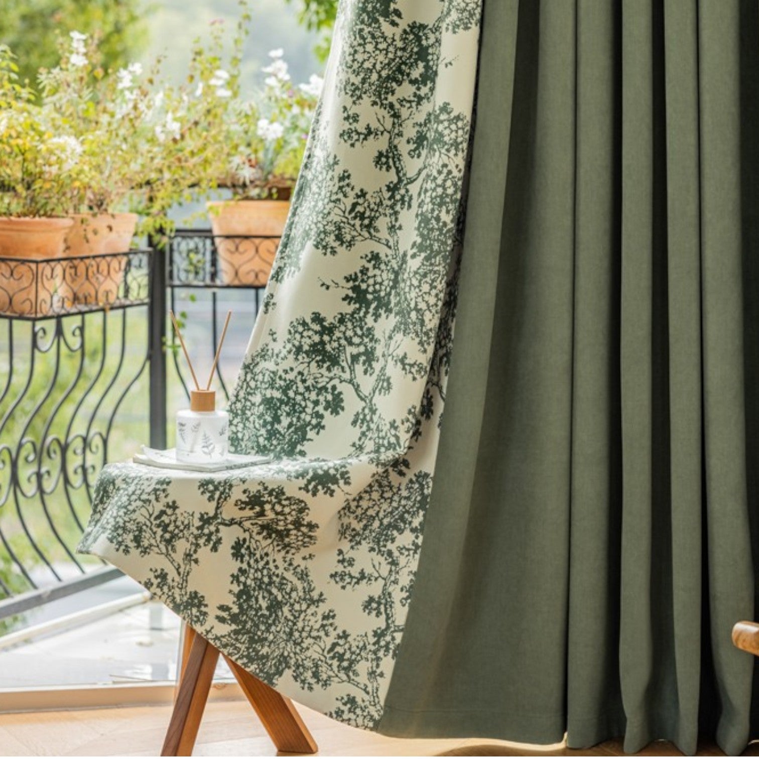 Camila Farmhouse Patchwork Botanical Chenille Blackout Curtains for Living Room & Bedroom - Thermal Insulated Noise Reducing Window Drapes