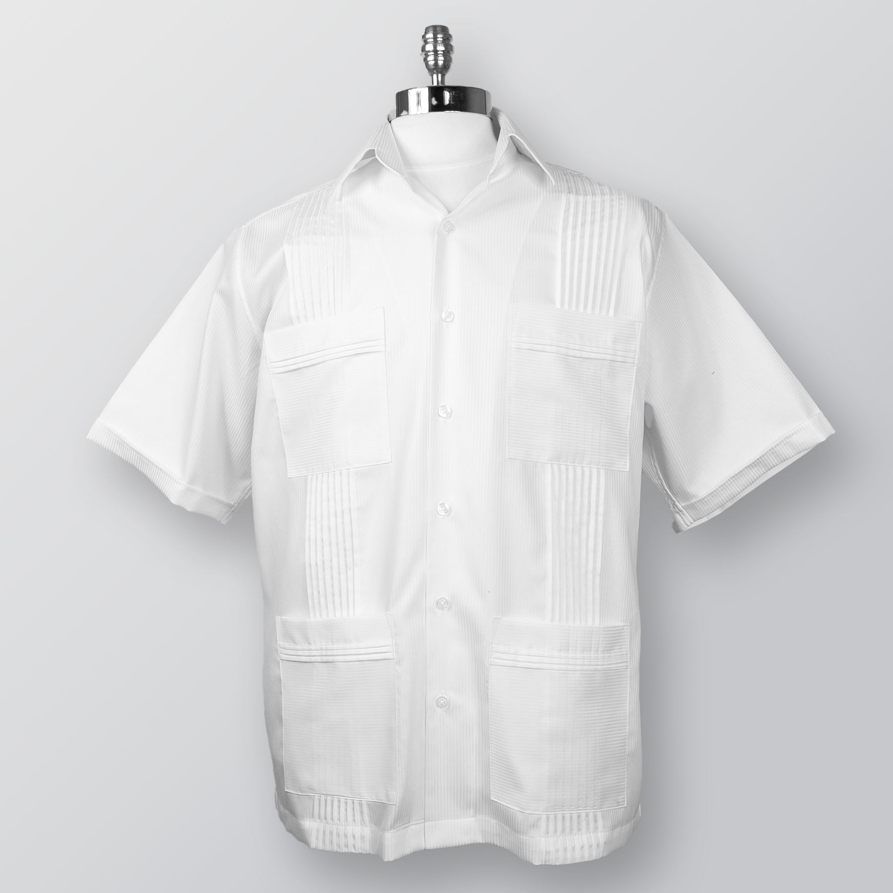 EL CHARRO White Tonal Short Sleeve Guayabera Shirt for Men - Casual Summer Wear, Beach Outfits & Tropical Vacations