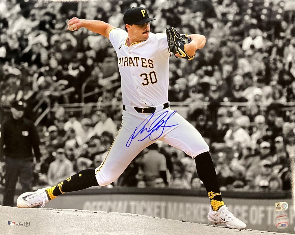 Paul Skenes Autographed 16x20 Pittsburgh Pirates Spotlight Photo with MLB Hologram - Perfect for Baseball Memorabilia Collectors and Sports Fans Decor