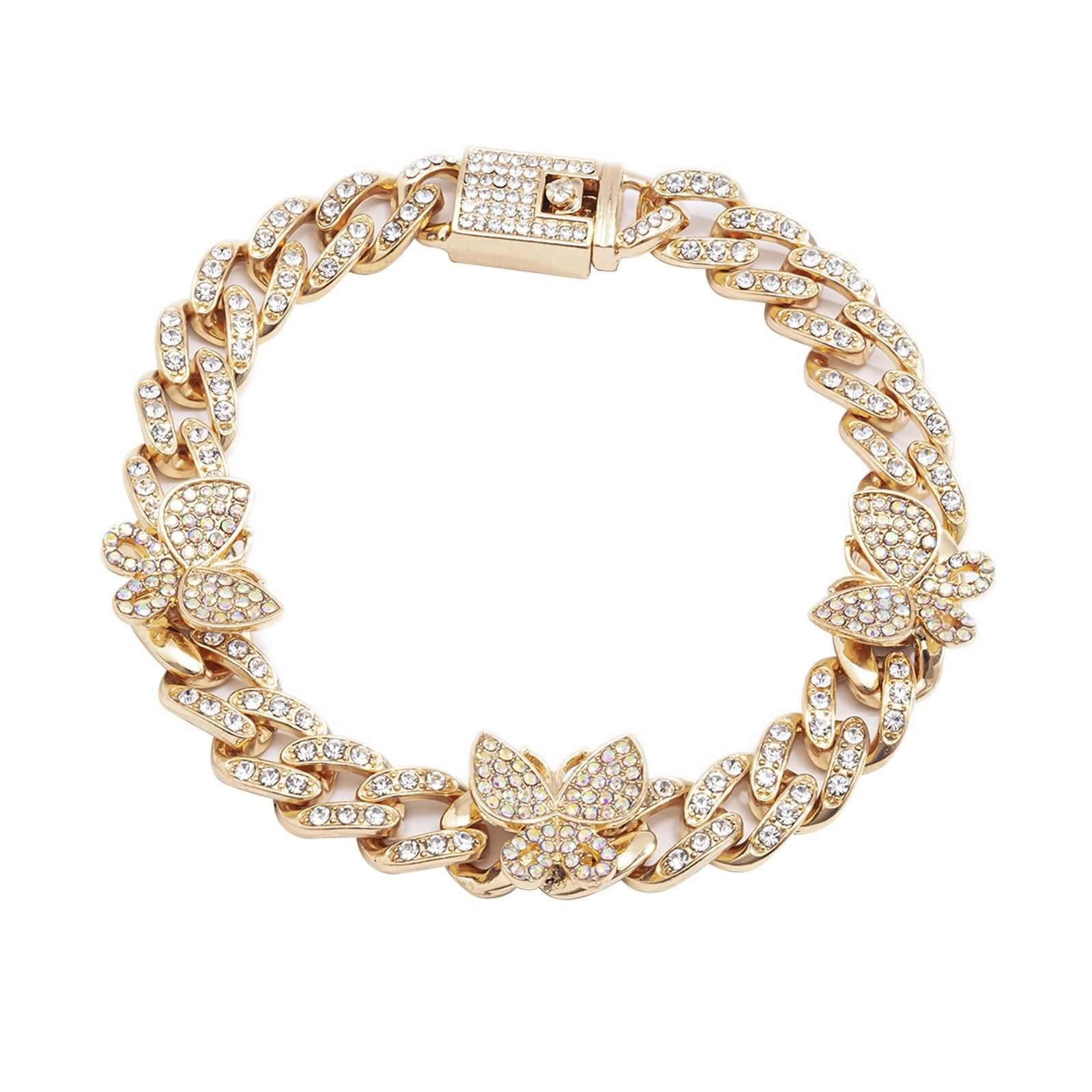 Mycian Elegant Crystal Anklet for Women - 22CM Gold Alloy Butterfly Ankle Bracelet with Cubic Zirconia, Perfect Gift for Her | Beach Vacation, Summer Outfits, Boho Chic Style