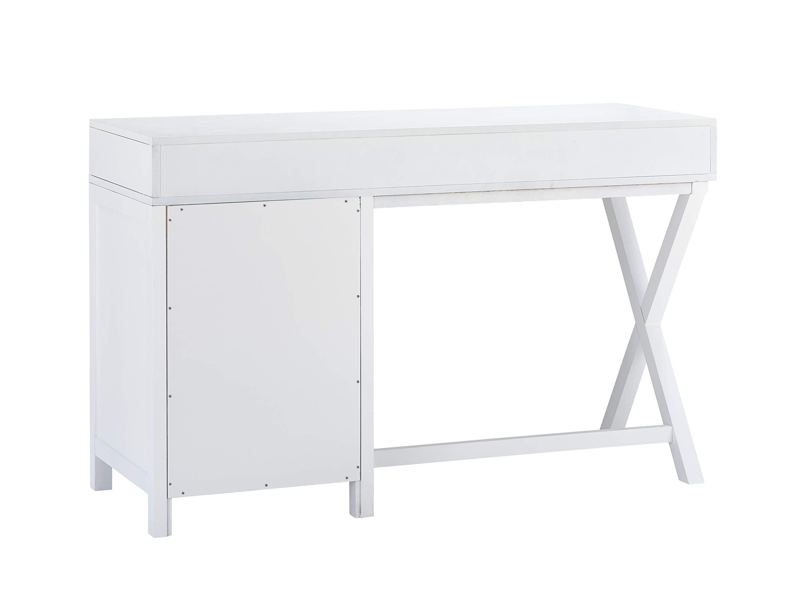 Linon Modern Classic Storage Sadie Desk - White Side Table with Drawers for Home Office, Bedroom, or Living Room - Compact Writing Desk for Small Spaces & Workspaces