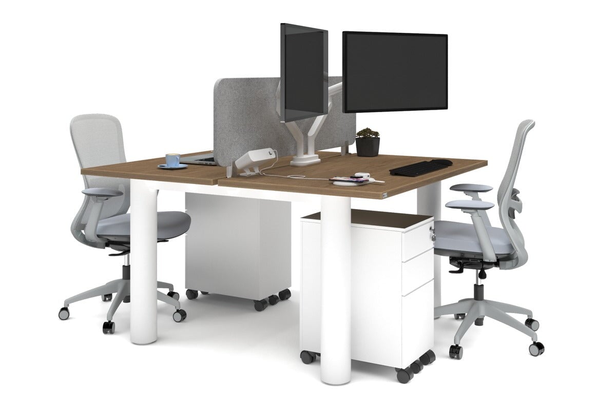 Quadro Cylinder Leg 2-Person Office Workstation Desk [1400L x 700W] - Perfect for Collaborative Workspaces & Modern Offices