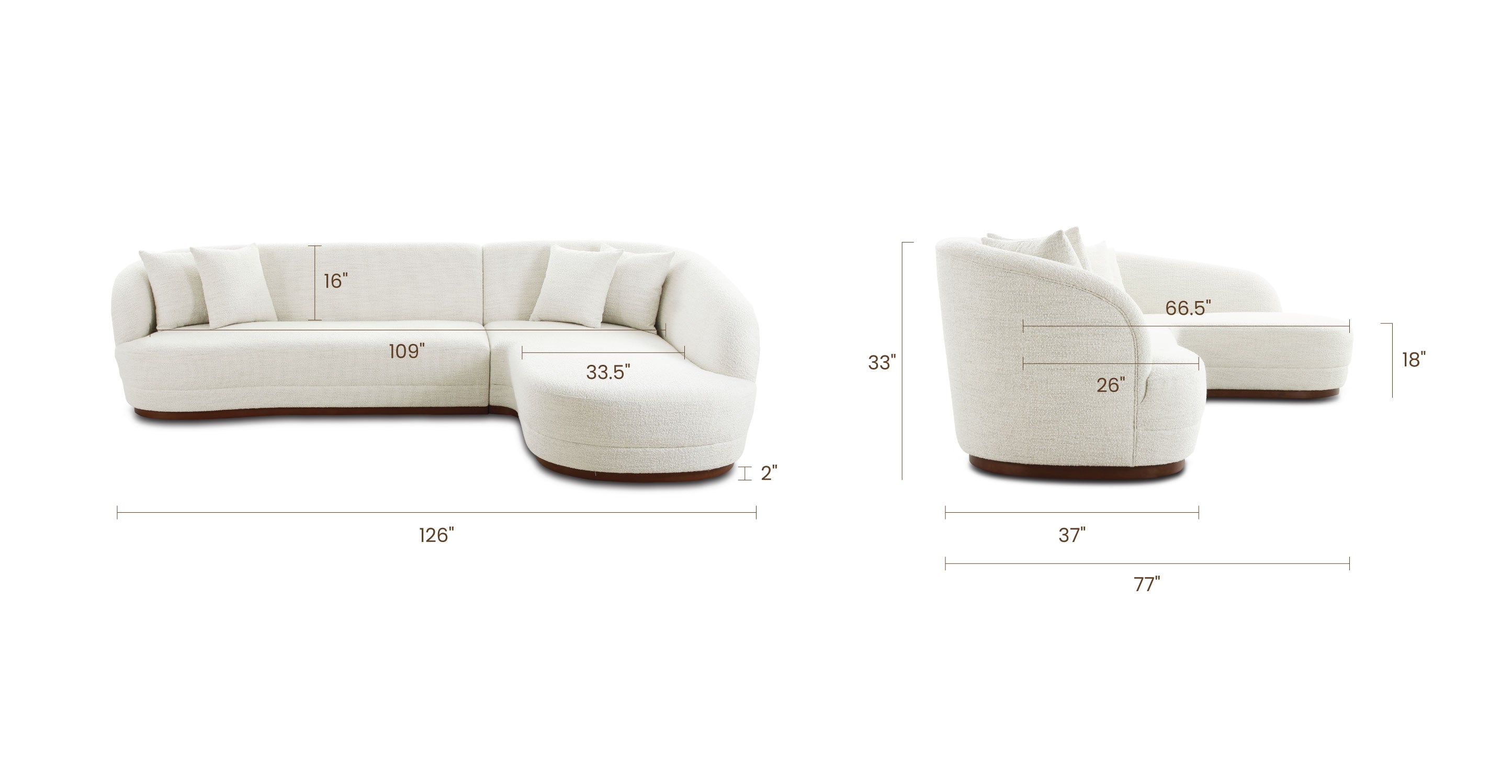 Arles Right Facing Sectional Sofa - Modern L-Shaped Couch for Living Room, Family Room & Small Spaces