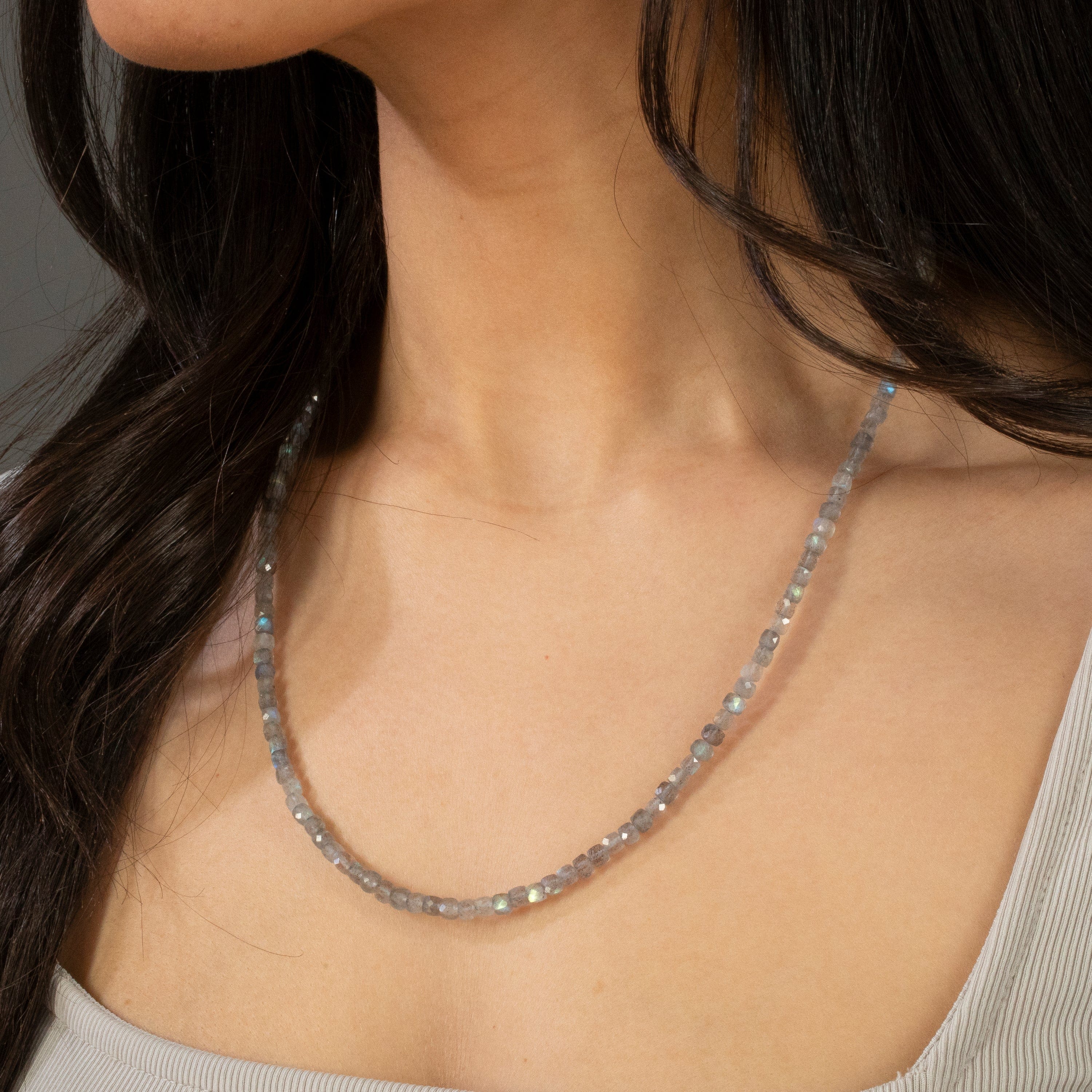 4mm Labradorite Faceted Cube Beads - 21