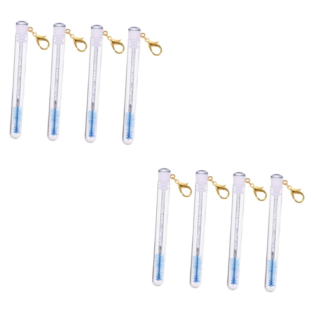 FOMIYES 2 Sets Mascara Brush Wands with Eyelash Tubes - Portable Keyring Lash Brushes for Travel & Business (4pcs x 2) - Perfect for Makeup Touch-ups, Salon Use & On-the-Go Beauty Essentials