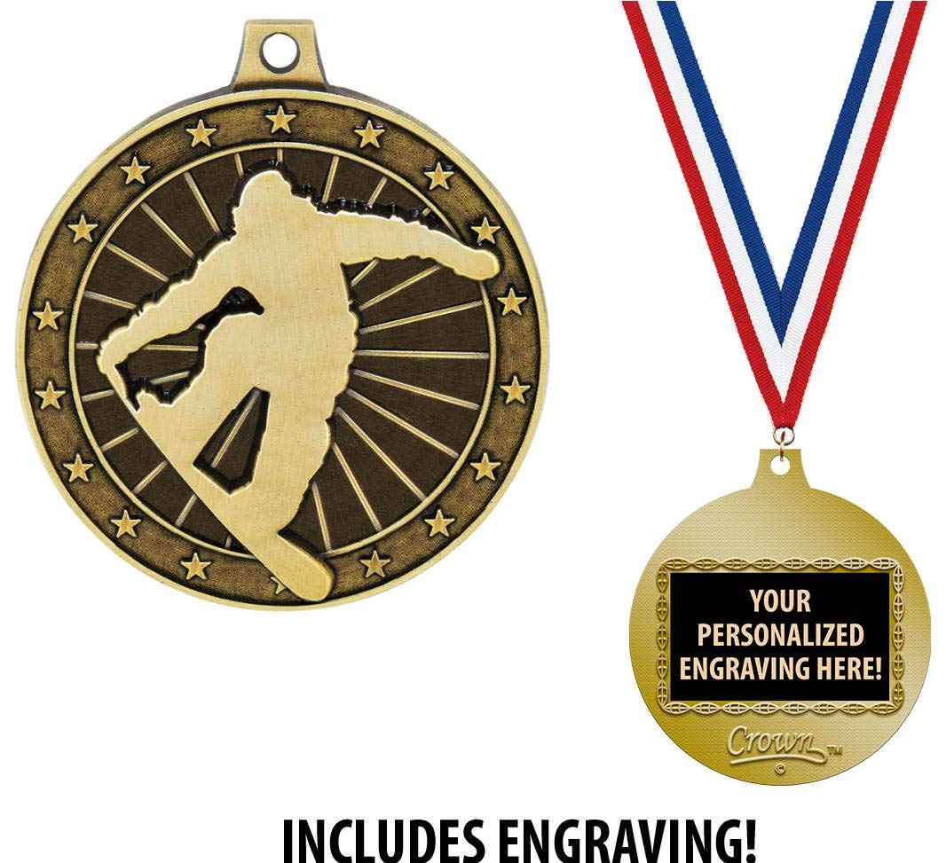Custom Engraved 2 Inch Gold Snowboarding Medal Award - Personalized Winter Sports Trophy for Competitions, Events & Achievements - Perfect for Snowboard Championships, Team Awards & Ski Resort Prizes