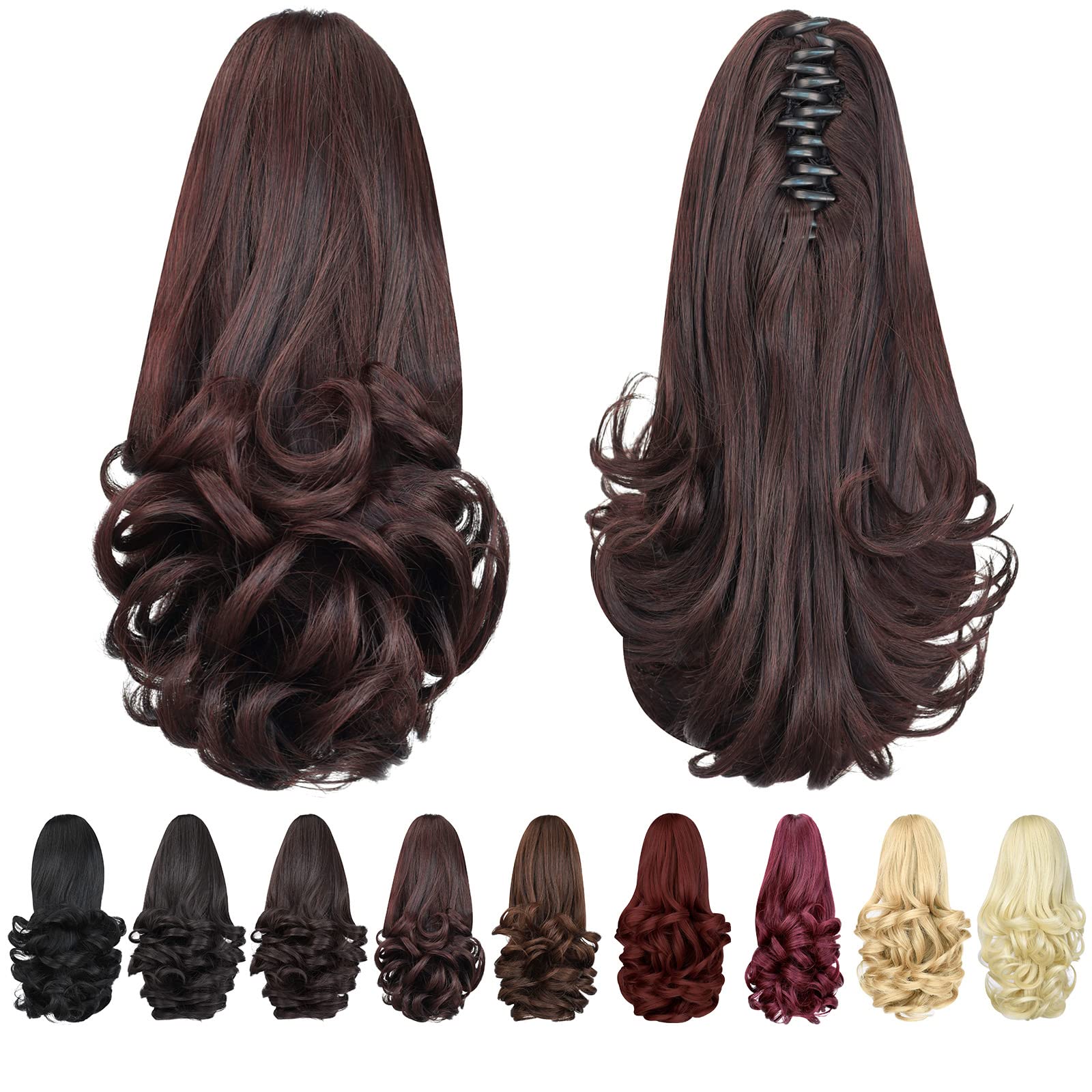 Natural Straight Ponytail Hair Extension with Claw Clip - Seamless Blonde Brown Black Hairpiece for Women - Perfect for Parties, Weddings & Everyday Styling
