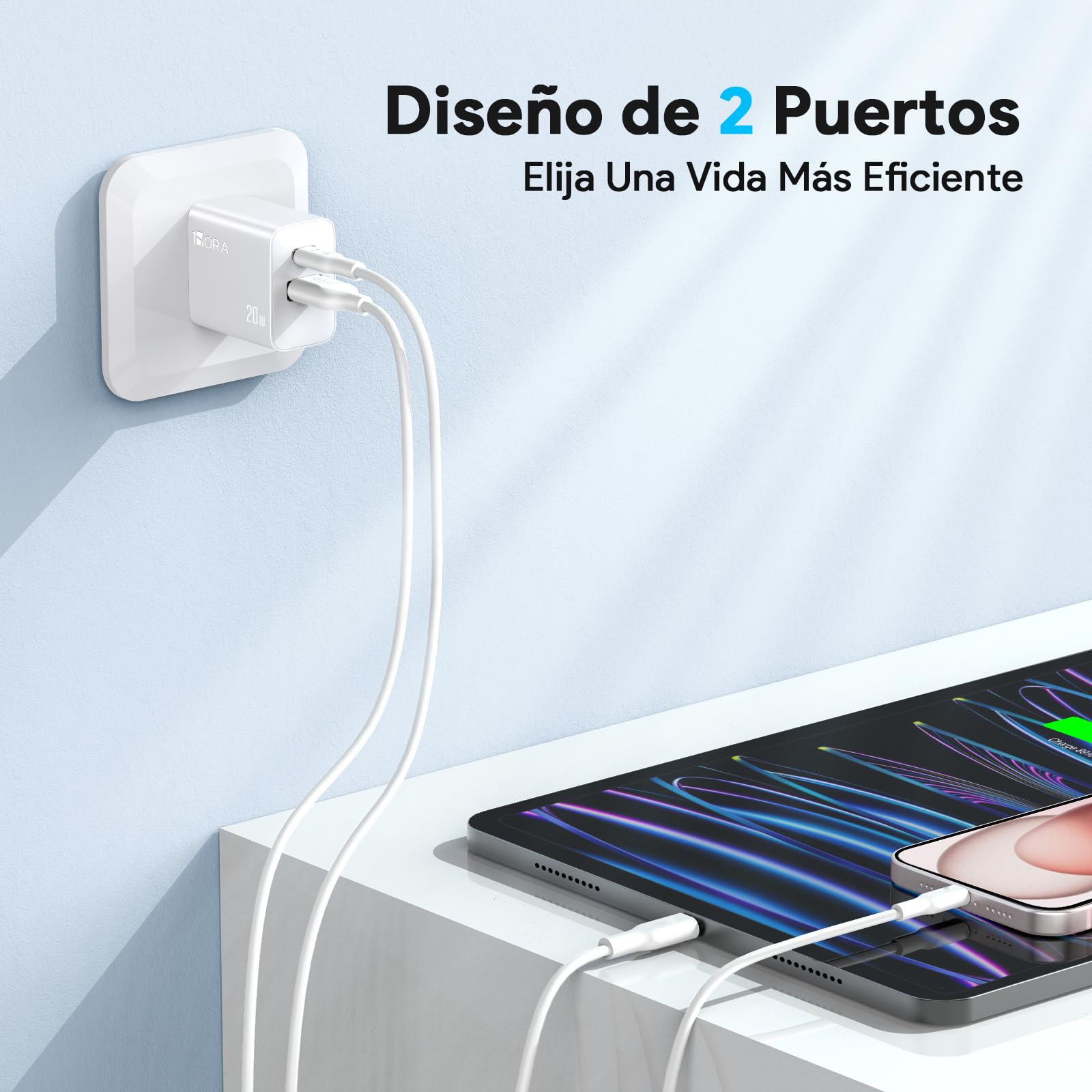20W USB C Fast Charger 2-in-1 Dual Port Wall Charger - USB A & C Power Adapter for iPhone 15/15 Pro/15 Pro Max, iPad Pro, AirPods - Compact & Fast Charging (Cable Not Included) - Perfect for Travel, Home & Office Use