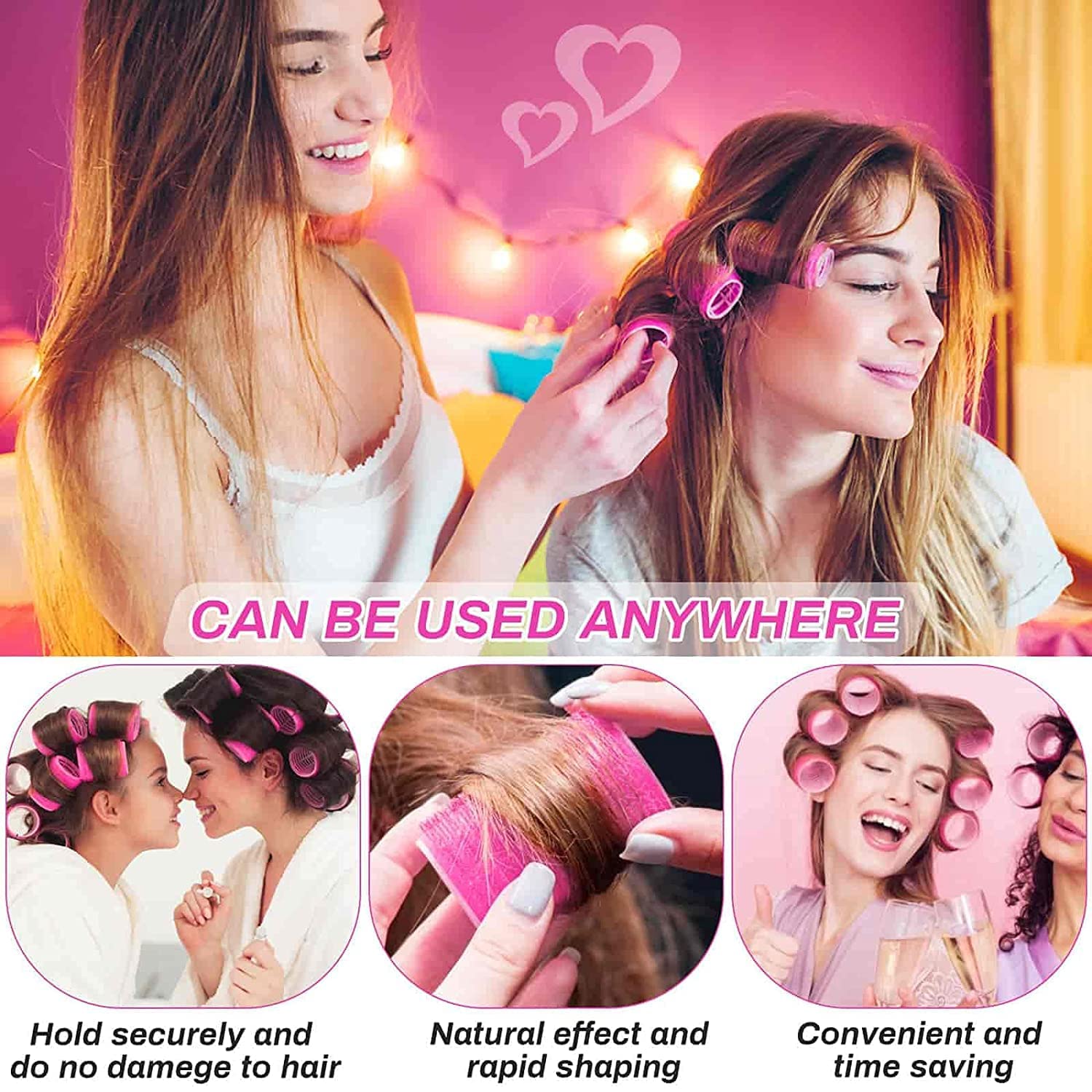 APOEM 6-Piece Jumbo Self-Grip Hair Rollers Set with Stainless Steel Clips for Long & Medium Hair - Perfect for Salon-Quality Curls at Home, Parties & Special Occasions
