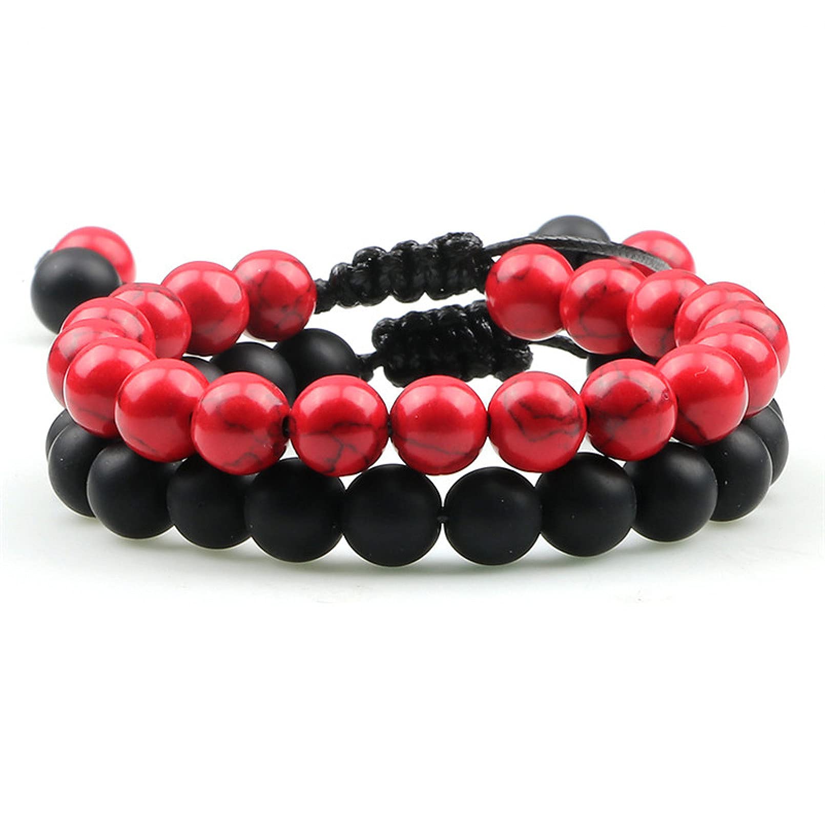 GTHT Men's Bracelets - 2Pcs Handmade Stone Beaded Bracelet Set for Men & Women, Friendship Gift Jewelry for Everyday Wear & Special Occasions
