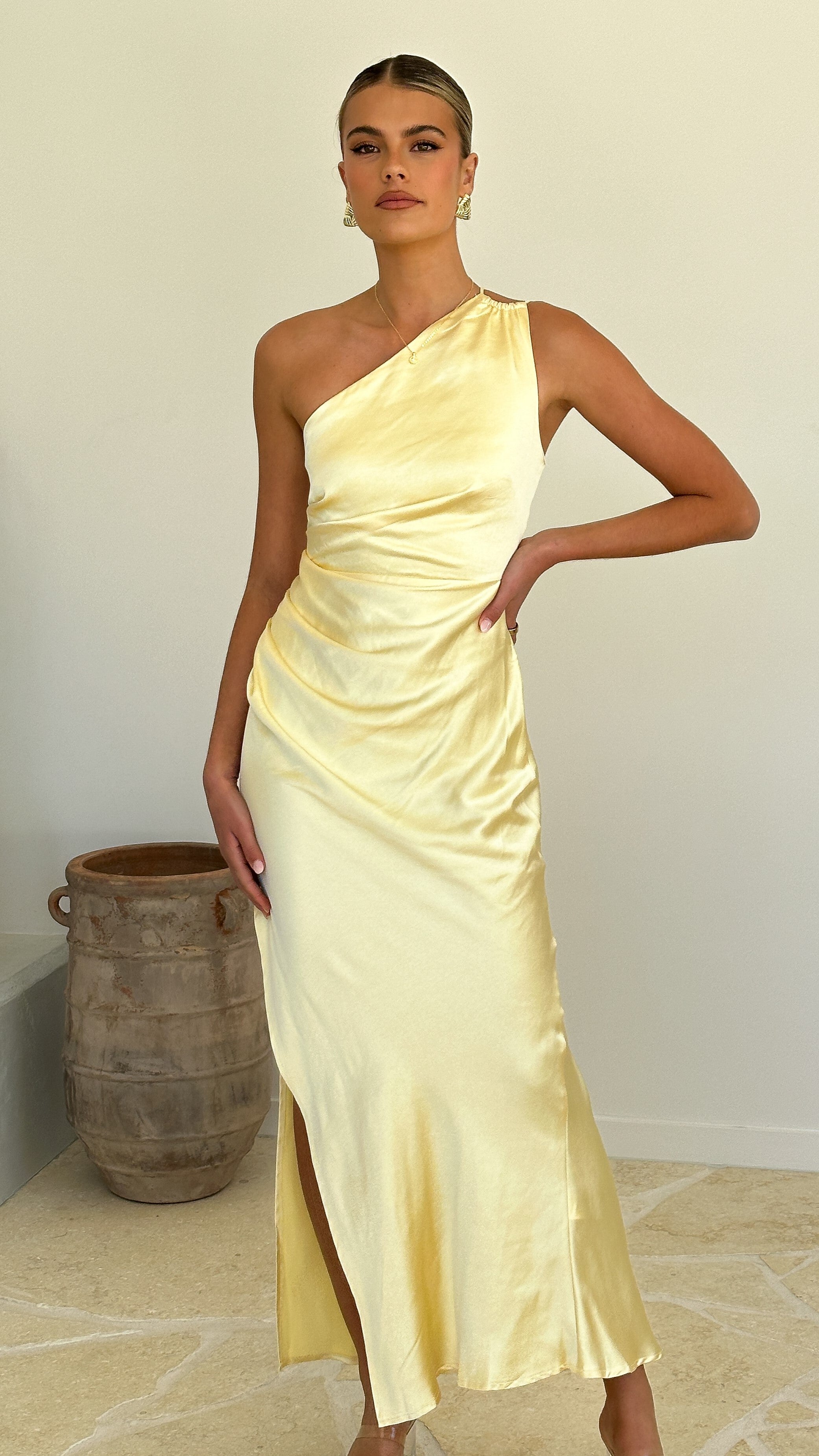Jenna Maxi Dress for Women - Flowy Long Summer Dress in Yellow | Beach Wedding, Vacation & Casual Outfit