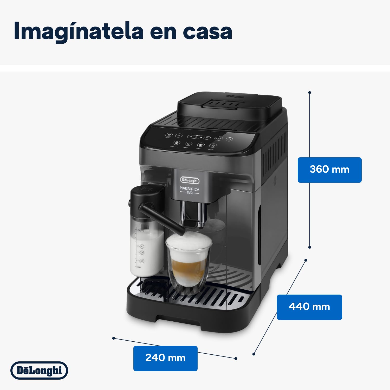 De'Longhi Magnifica Evo ECAM292.52.GB Super Automatic Espresso Machine with Milk Frother, LatteCrema System, Bean to Cup Coffee Maker for Cappuccino & Espresso - 1450W, 4 Preset Recipes, Black - Perfect for Home Baristas & Office Coffee Stations