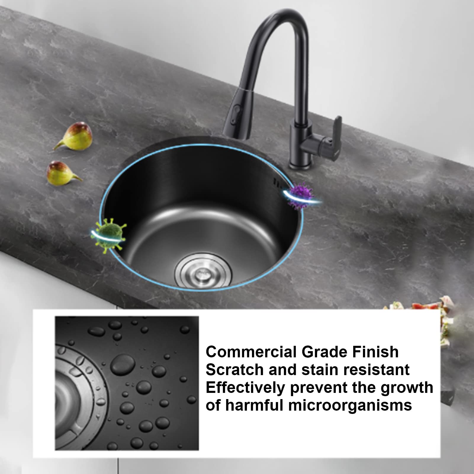 30cm Round Stainless Steel Undermount Kitchen Sink - Single Bowl Design - Perfect for Home Kitchens, Bars, Outdoor Spaces, and RV Camping
