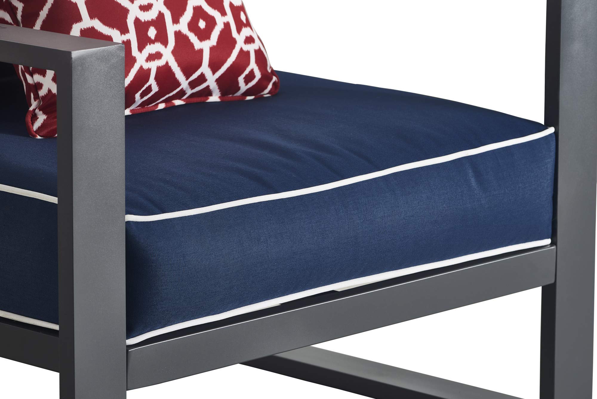 Tommy Hilfiger Monterey Modern Patio Outdoor Arm Chair - Weather Resistant Metal Frame, Navy Blue & Dark Gray, Easy Assembly - Perfect for Poolside, Garden, and Backyard Relaxation