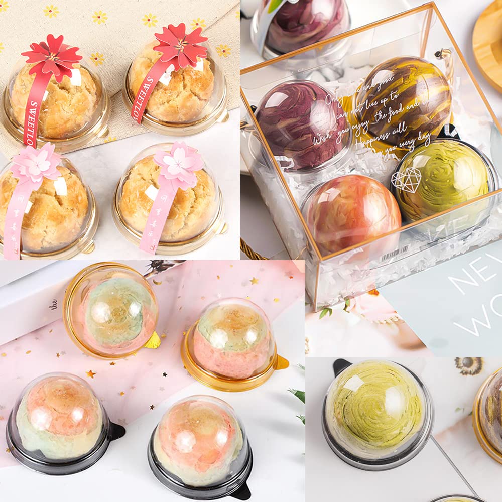 50 PCS Clear Plastic Cupcake Boxes with Lids - Mini Muffin Containers, Single Dome Dessert Holders for Ice Cream, Cheese Pastry, Mooncake & Cookies - Perfect for Wedding, Birthday, Christmas Party & Bakery Display