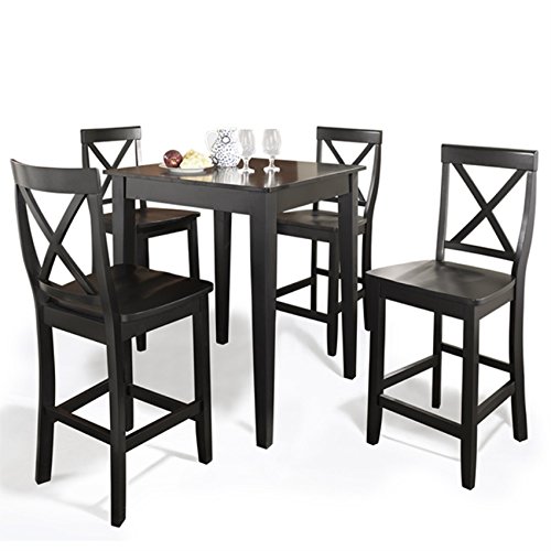 Ergode 5-Piece Pub/High Dining Set - Solid Hardwood & Wood Veneers - Versatile Modern Style for Kitchen, Bar or Outdoor Patio - Durable & Weather-Resistant Furniture for Home & Restaurant Use
