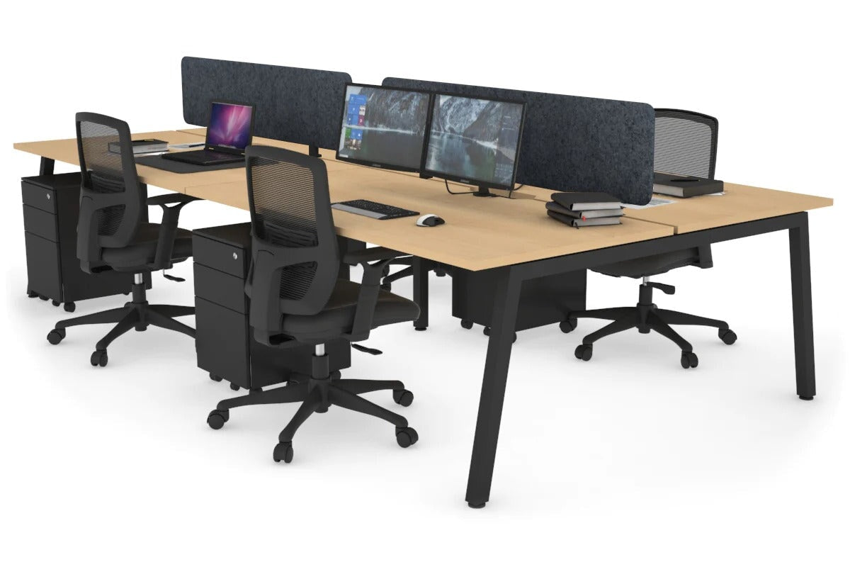 Quadro 4-Person Office Workstation Desk - 1800L x 700W Dimensions - Perfect for Team Collaboration & Open Office Spaces