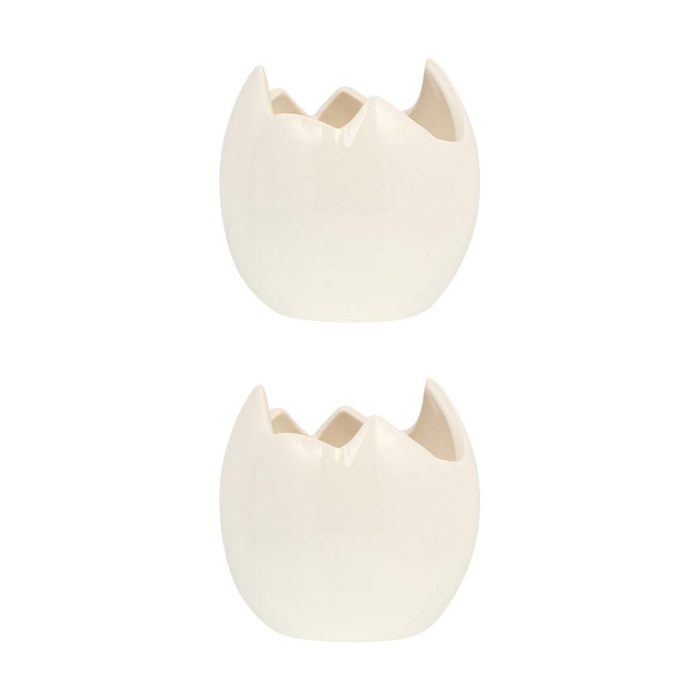 Hemoton White Ceramic Vase Set of 2 - Small Succulent Plant Pots, Flower Pots, Eggshell Ceramic Desktop Planters for Home Decor | Perfect for Office Desk, Living Room, Wedding Centerpiece Decorations