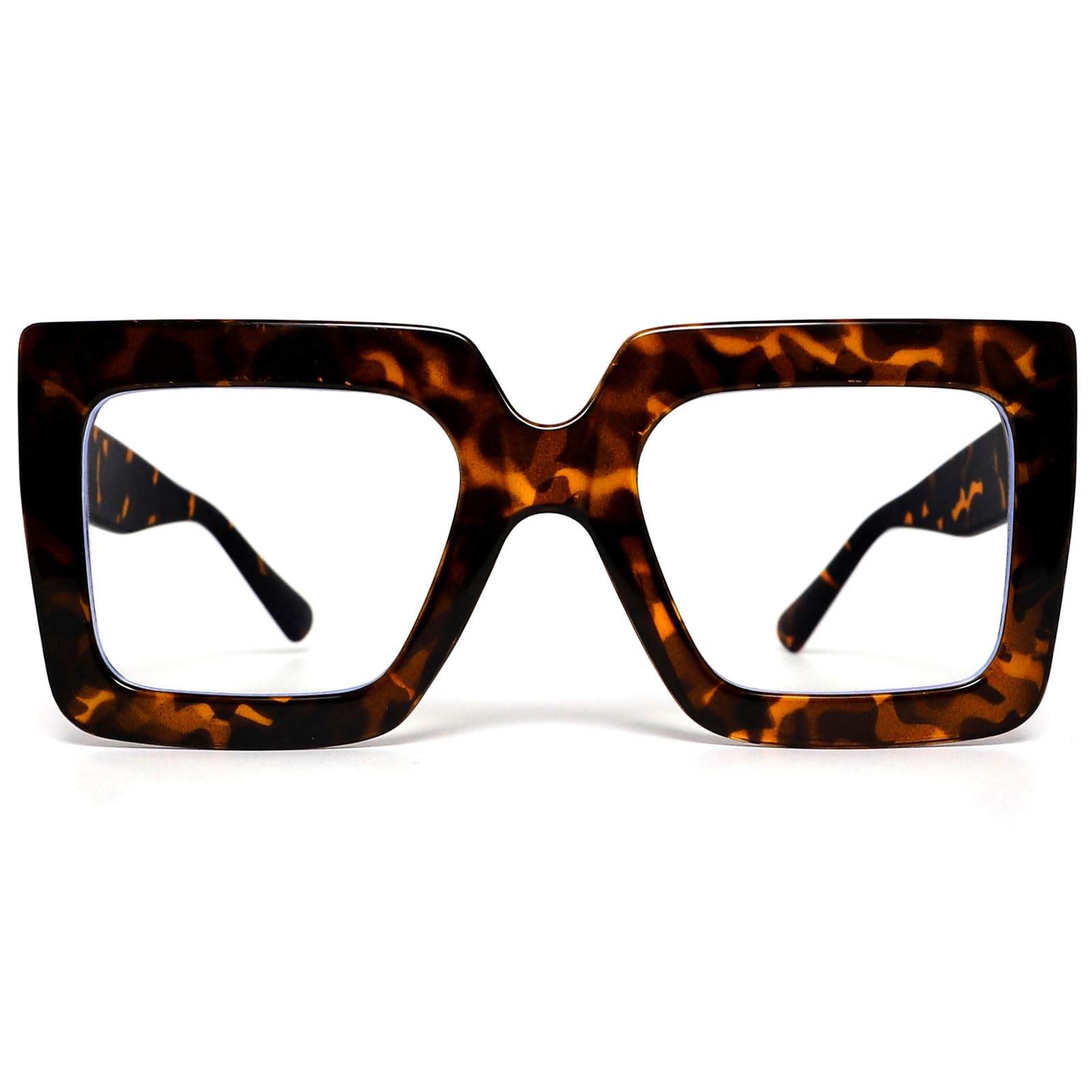Blue Light Blocking Glasses for Women & Men - Classic Square Non-Prescription Eyewear with Thick Frame | Computer, Gaming & Reading Glasses for Eye Strain Relief