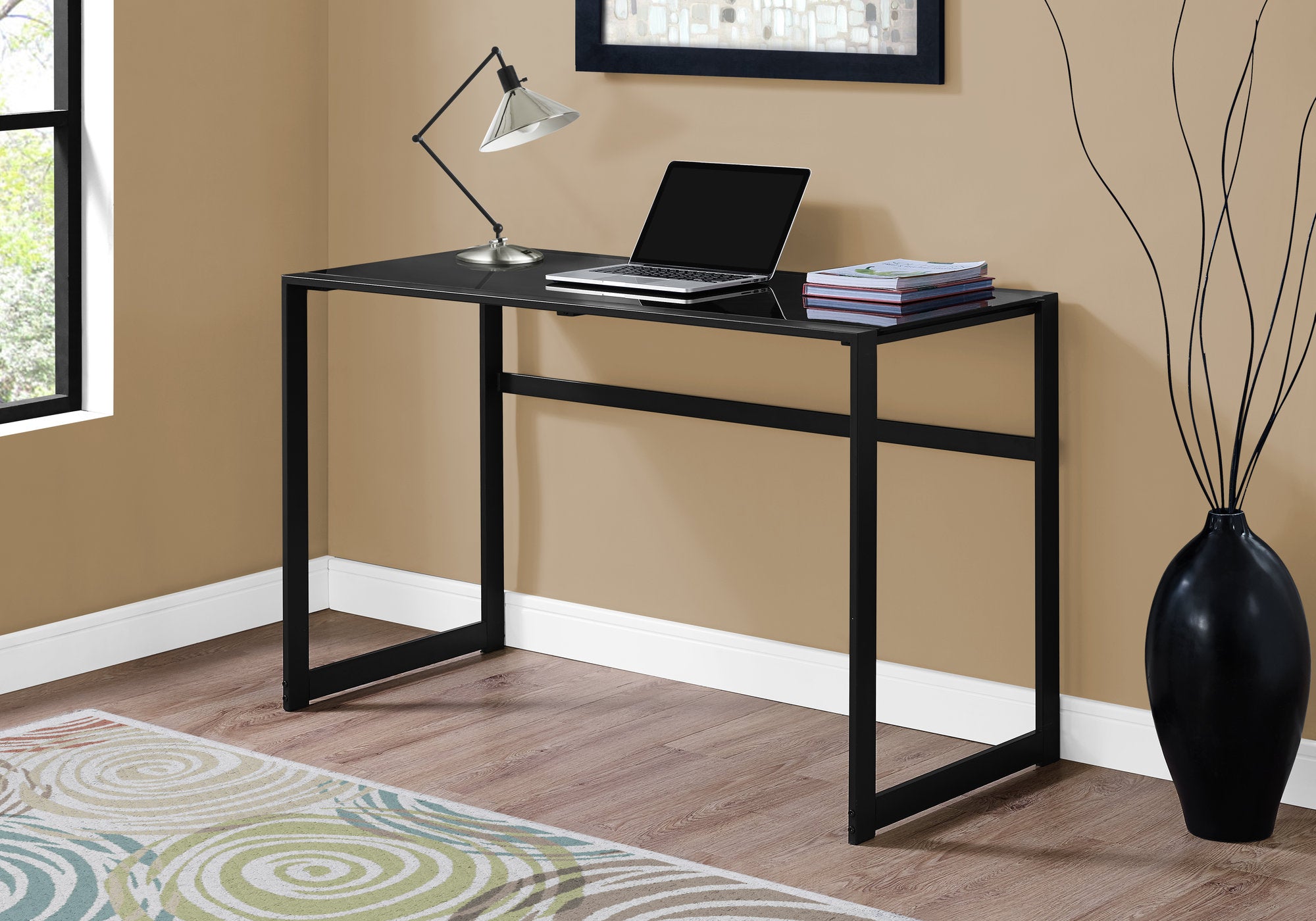 48L Black Metal & Tempered Glass Office Series - Perfect for Home Office, Workspace, and Professional Environments