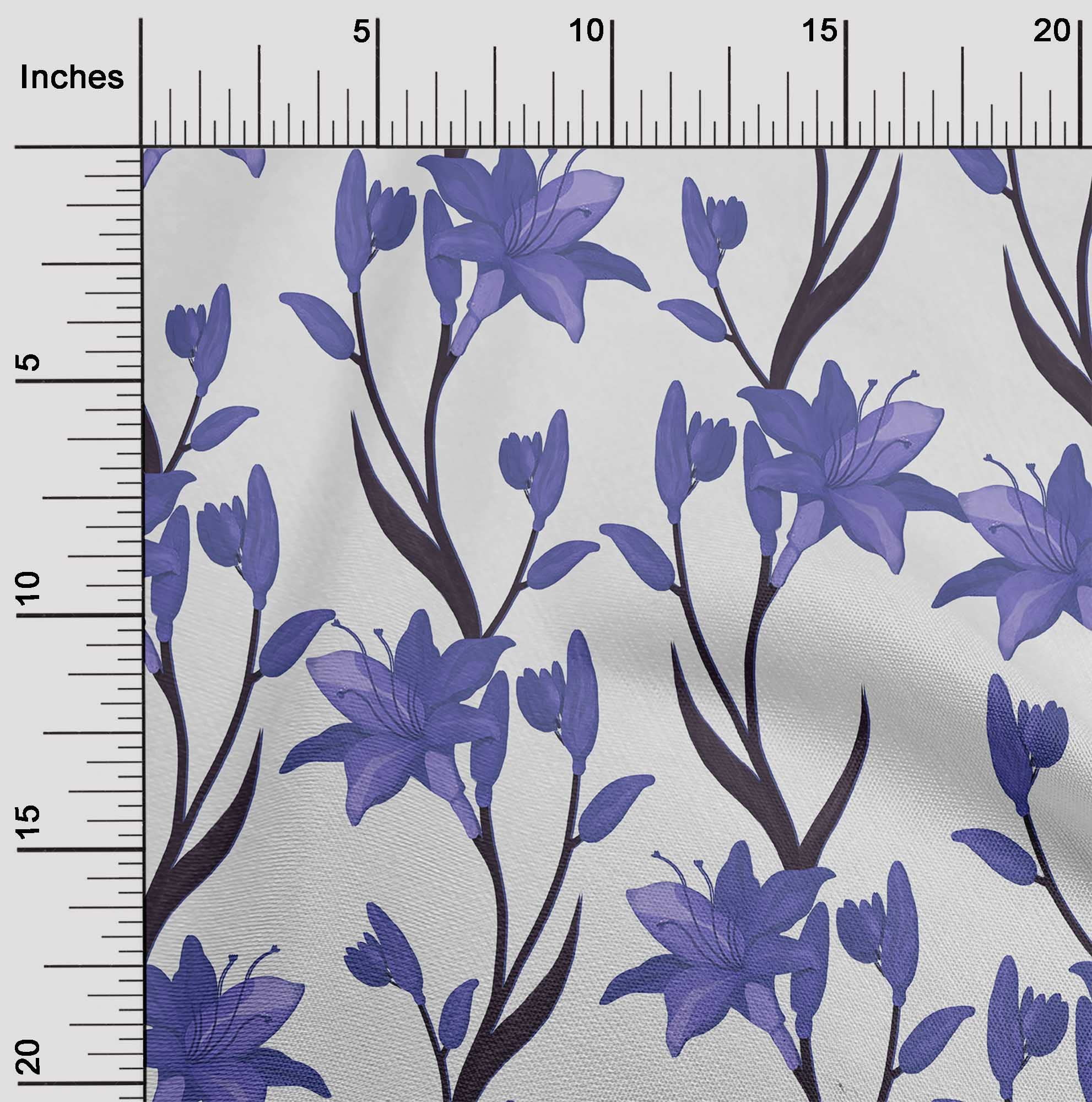 oneOone Cotton Poplin Violet Floral Retro Fabric - 56 Inch Wide Printed DIY Sewing Material for Clothing, Dresses & Home Decor | Premium by The Yard Sewing Supplies